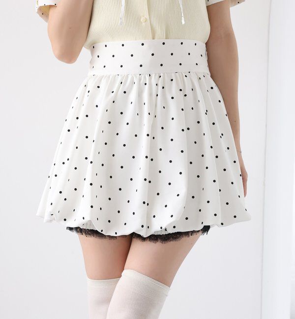  「レース付きバルーンミニスカパン」|スカート|ドット