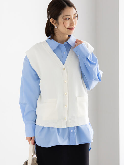 Te chichi「総針ポケット付きVネックベスト《2026 spring catalog item》」|ニット・セーター|オフホワイト