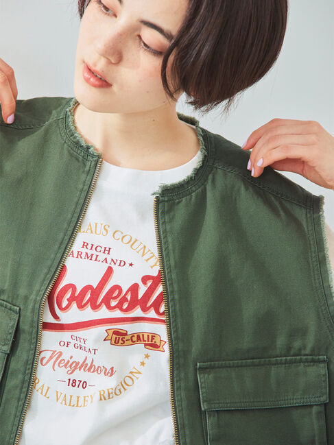 SM2「ツイル/デニムフリンジショートベスト」|ダウンベスト・ベスト|