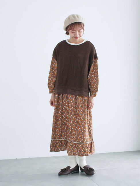 Samansa Mos2「【WEB限定】胸元配色花柄ワンピース」|ワンピース|