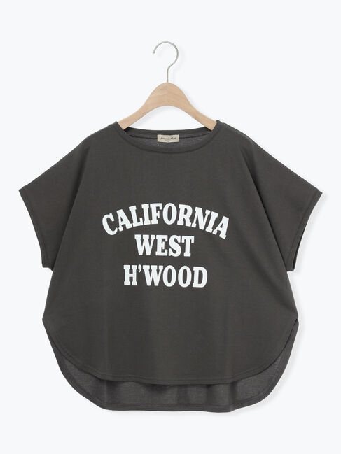 Samansa Mos2「シルケット天竺フロッキープリントTシャツ」|Tシャツ・カットソー|チャコールグレー