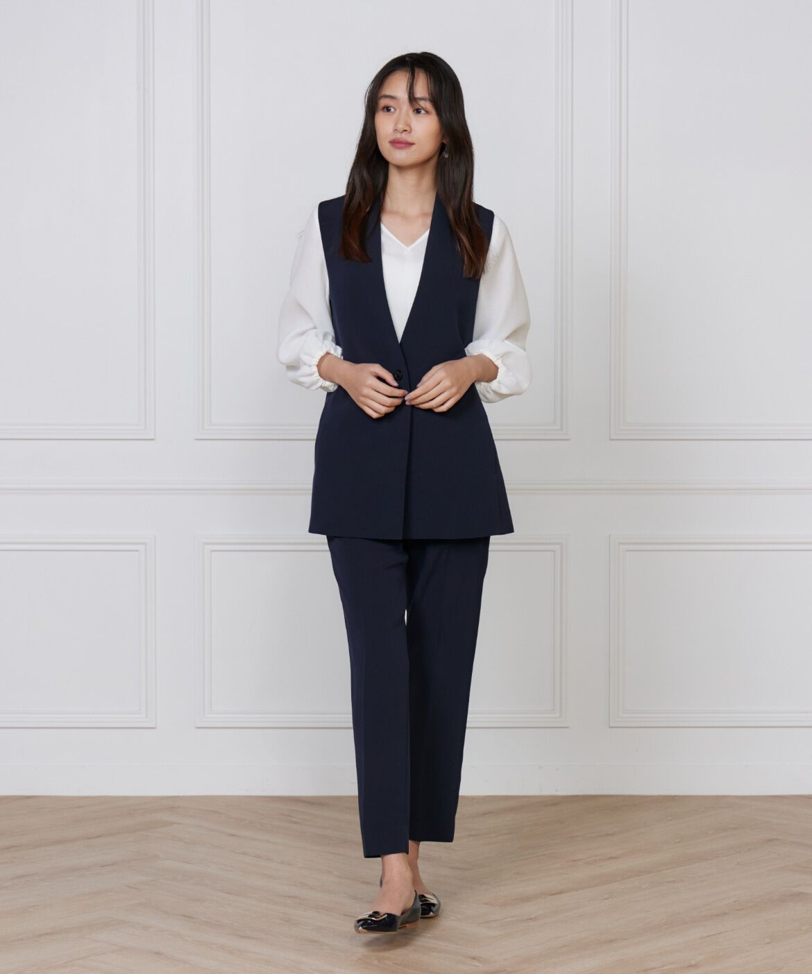 INED「《大きいサイズ》カラーレスジレ」|ダウンベスト・ベスト|