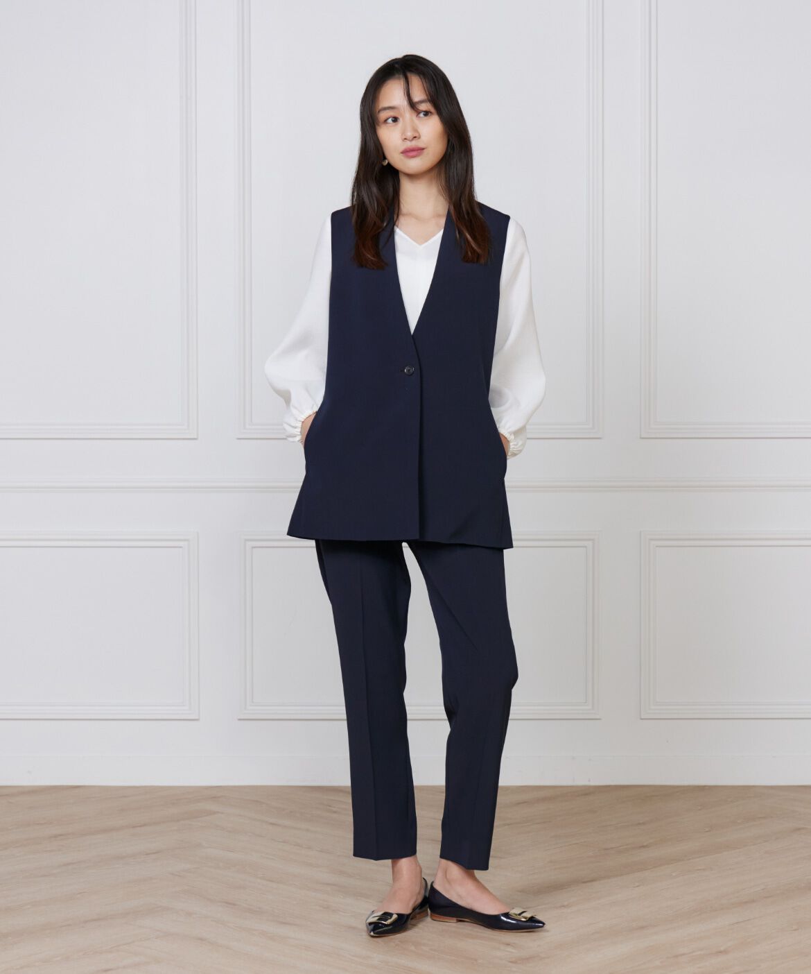 INED「《大きいサイズ》カラーレスジレ」|ダウンベスト・ベスト|