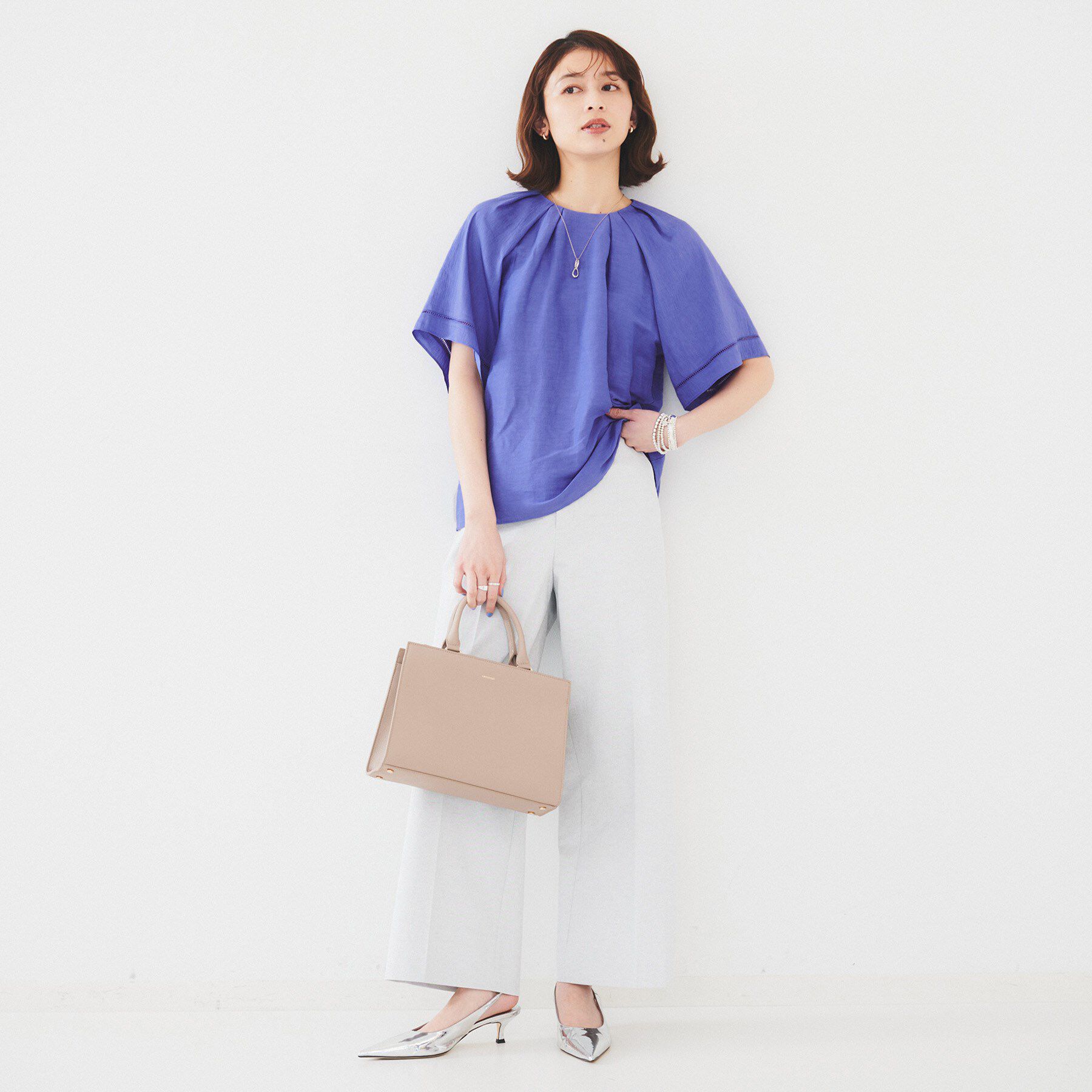 UNTITLED「【セットアップ可能】リネン混 タックブラウス」|シャツ・ブラウス|