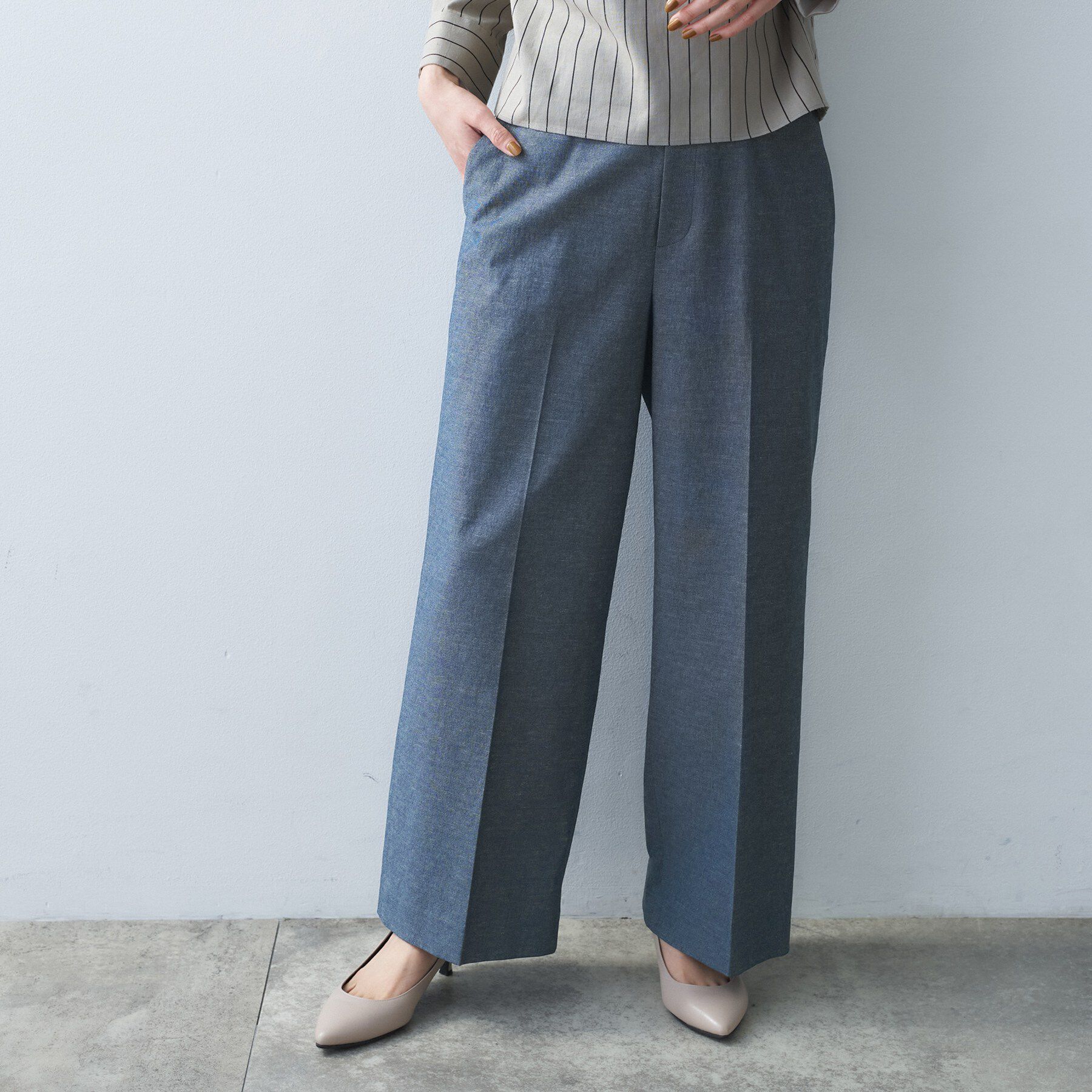 UNTITLED「【接触冷感/洗える/後ろウエストゴム】オックスワイドパンツ」|その他|