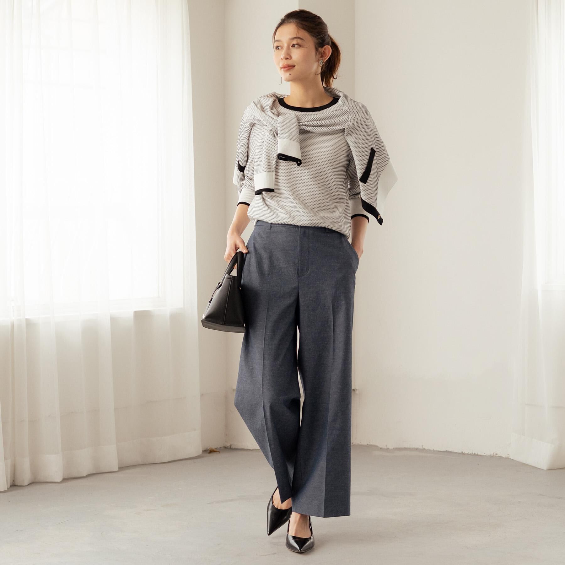 UNTITLED「【接触冷感/洗える/後ろウエストゴム】オックスワイドパンツ」|その他|