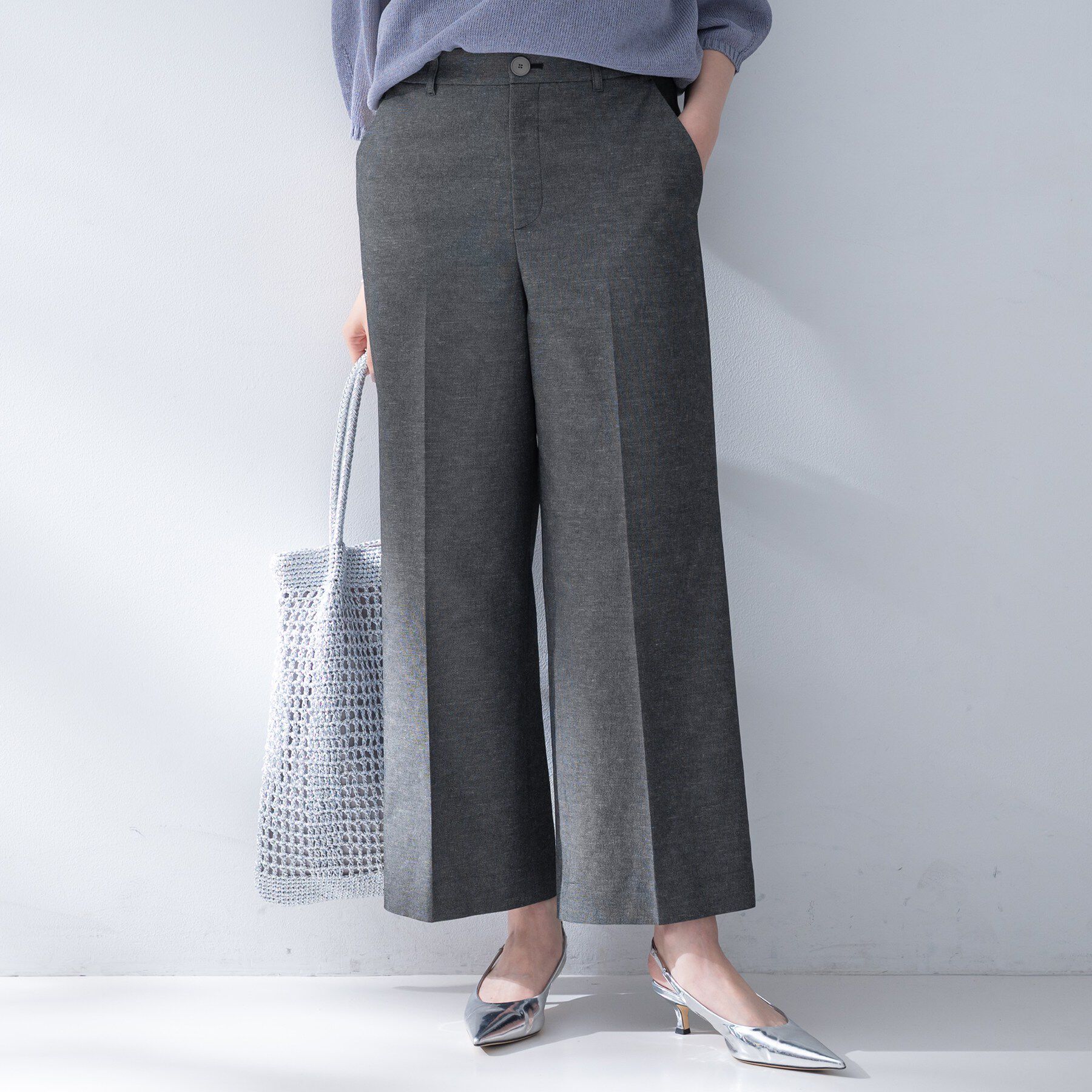 UNTITLED「【接触冷感/洗える/後ろウエストゴム】オックスワイドパンツ」|その他|