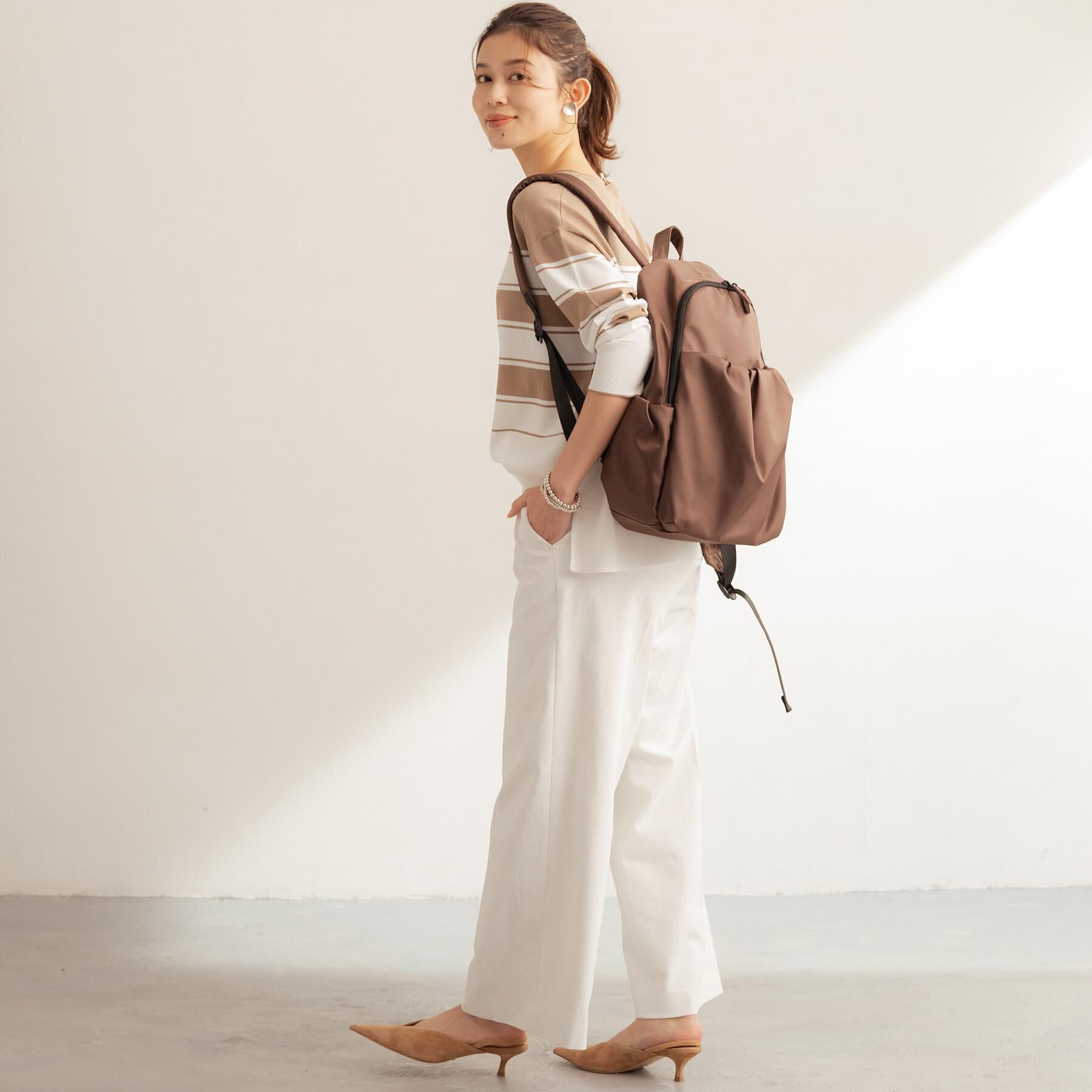 UNTITLED「【接触冷感/洗える/後ろウエストゴム】オックスワイドパンツ」|その他|