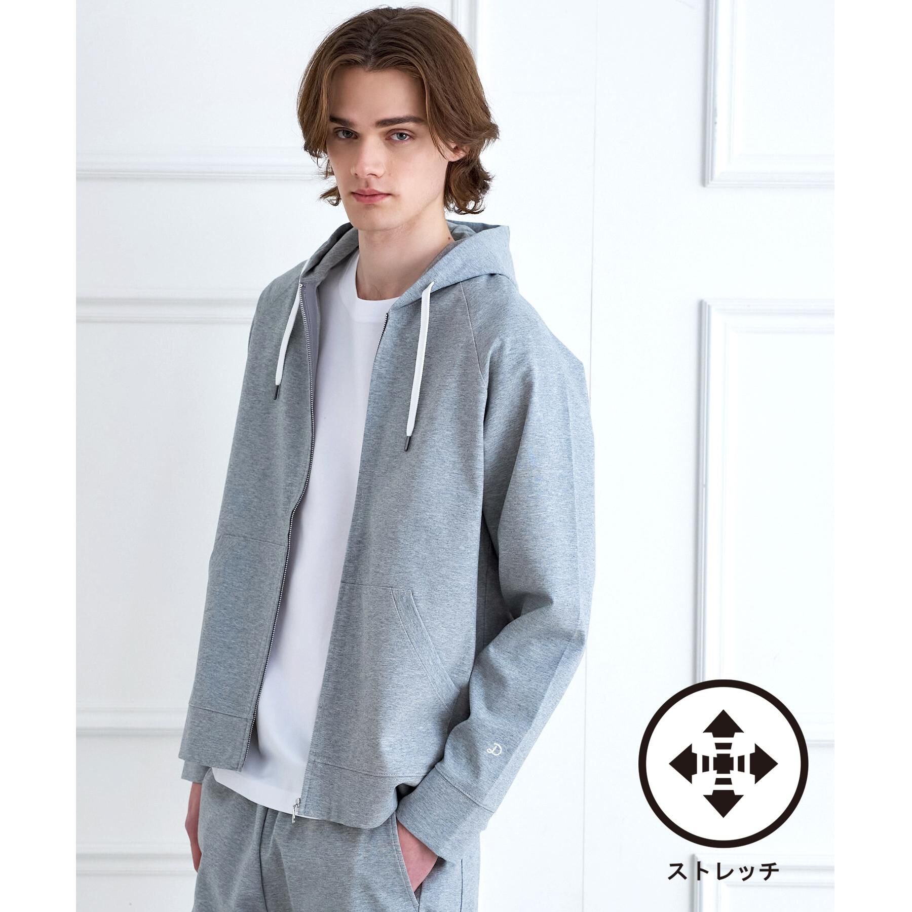 DRESSTERIOR「【接触冷感／セットアップ可】ドライタッチ ハイカウントジップアップパーカ」|パーカー|グレー(012)