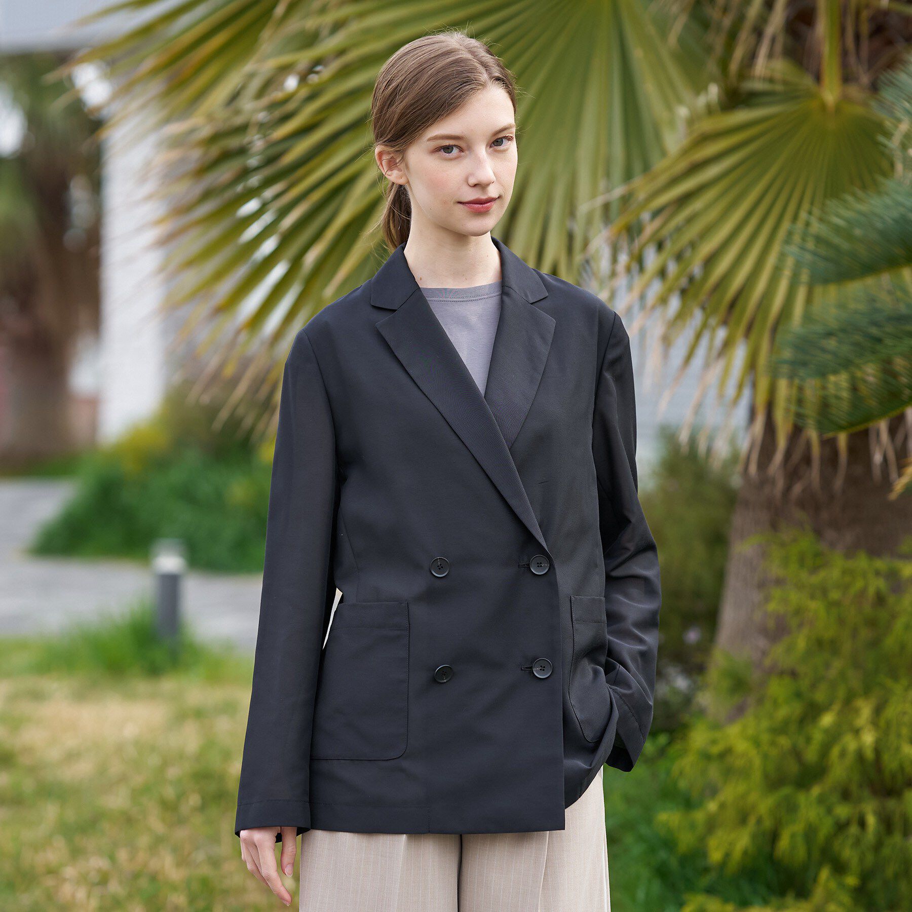 DRESSTERIOR「【接触冷感/防シワ機能/ウォッシャブル】クールタッチ リネンブレンドシアージャケット」|テーラードジャケット|