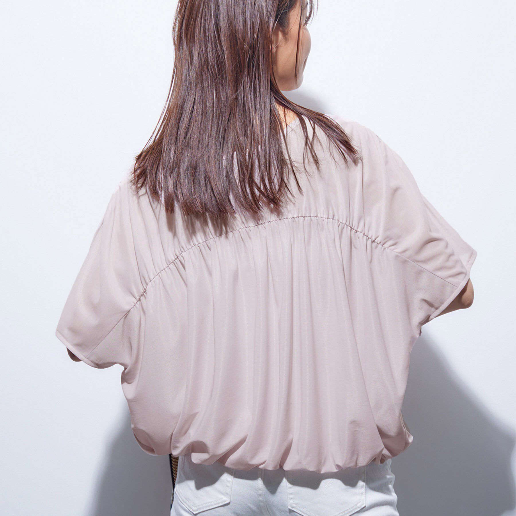 INDIVI「【洗える／体型カバー】シャーリングシアートップス」|Tシャツ・カットソー|