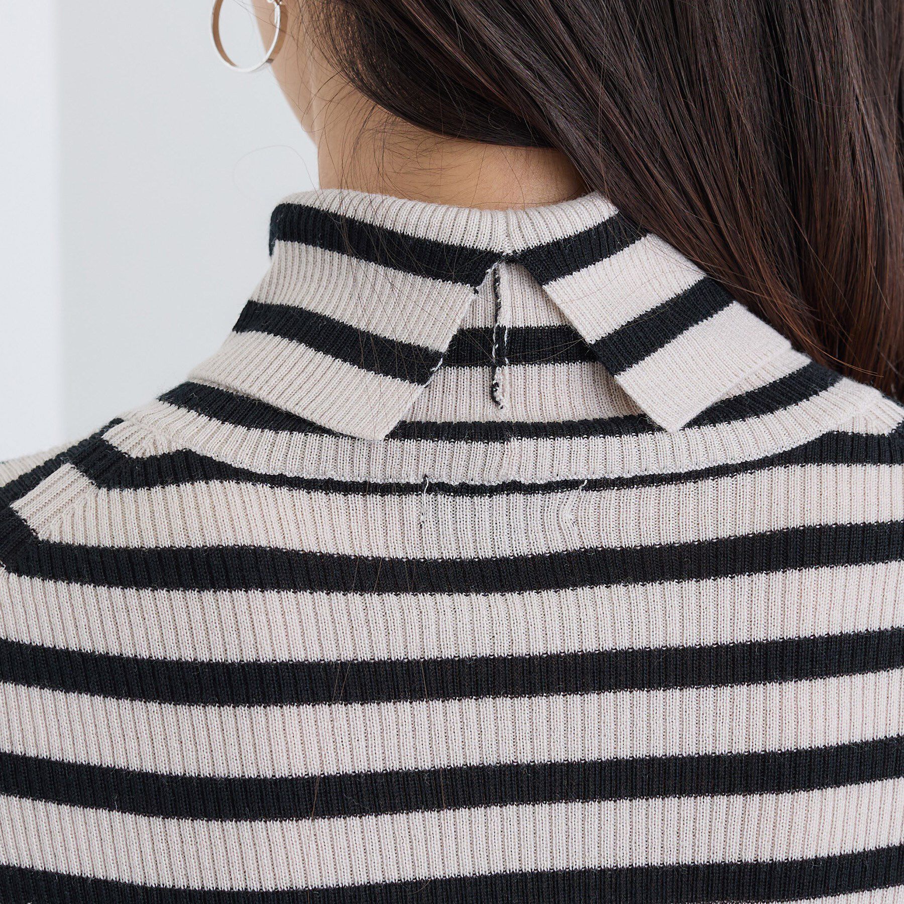 INDIVI「【洗える／毛玉になりにくい】エクストラファインウール リブタートルニット」|ニット・セーター|