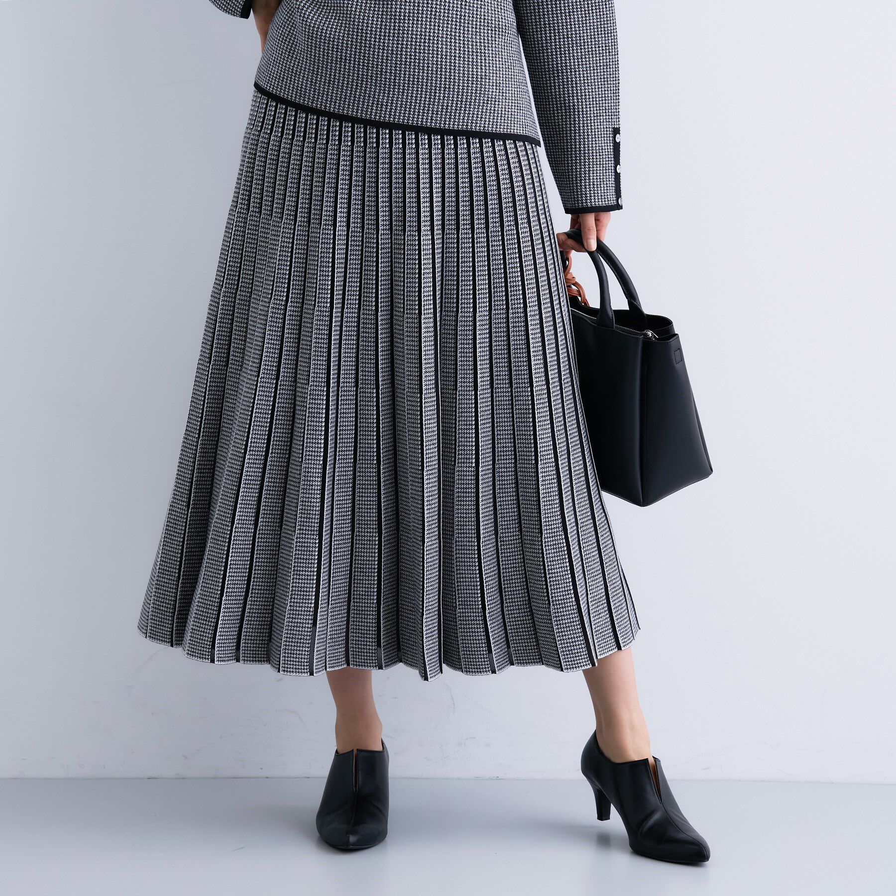 INDIVI「【洗える／SETUP可能】ジャカードニット プリーツスカート」|スカート|