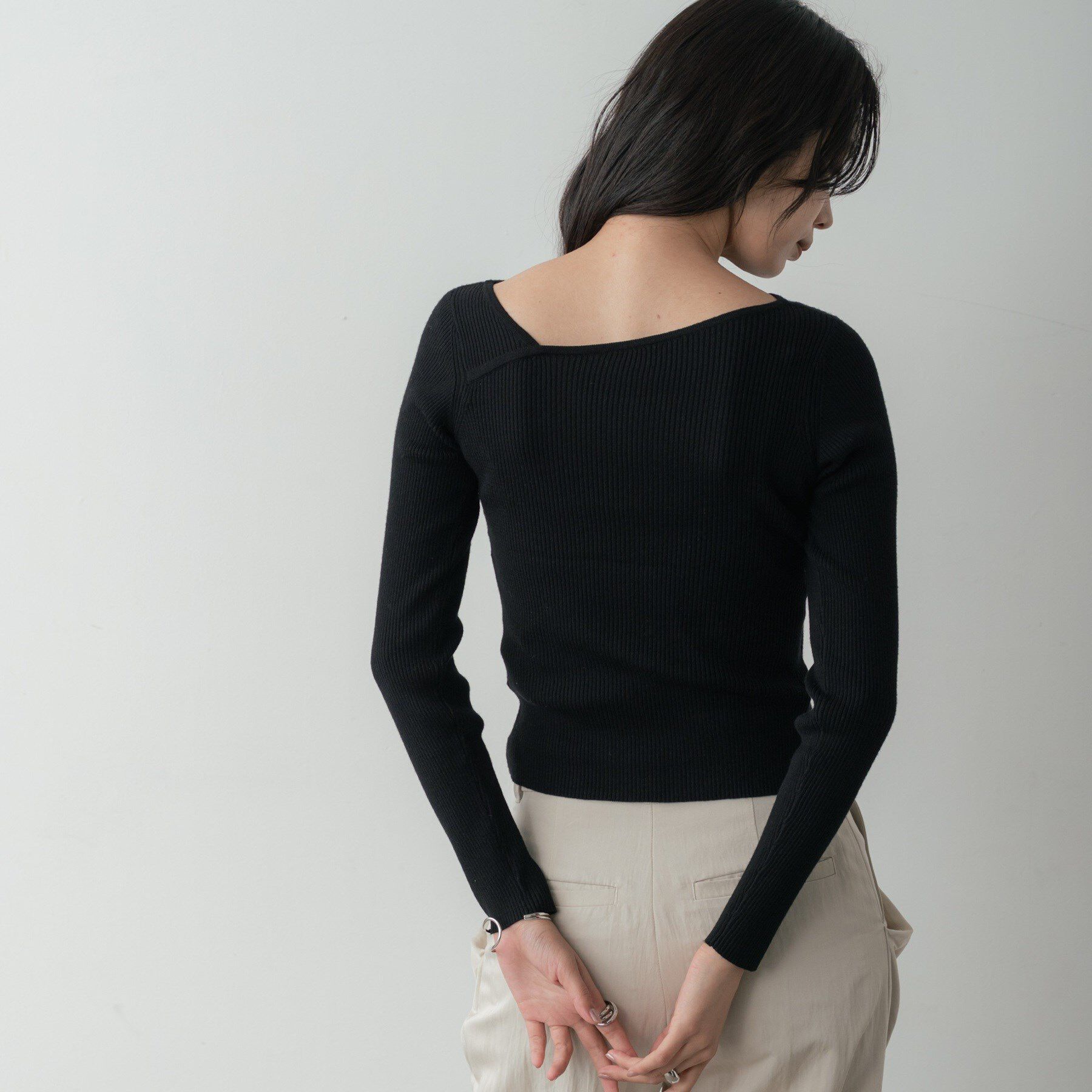GALLEST「オフショルスリットリブニット」|ニット・セーター|