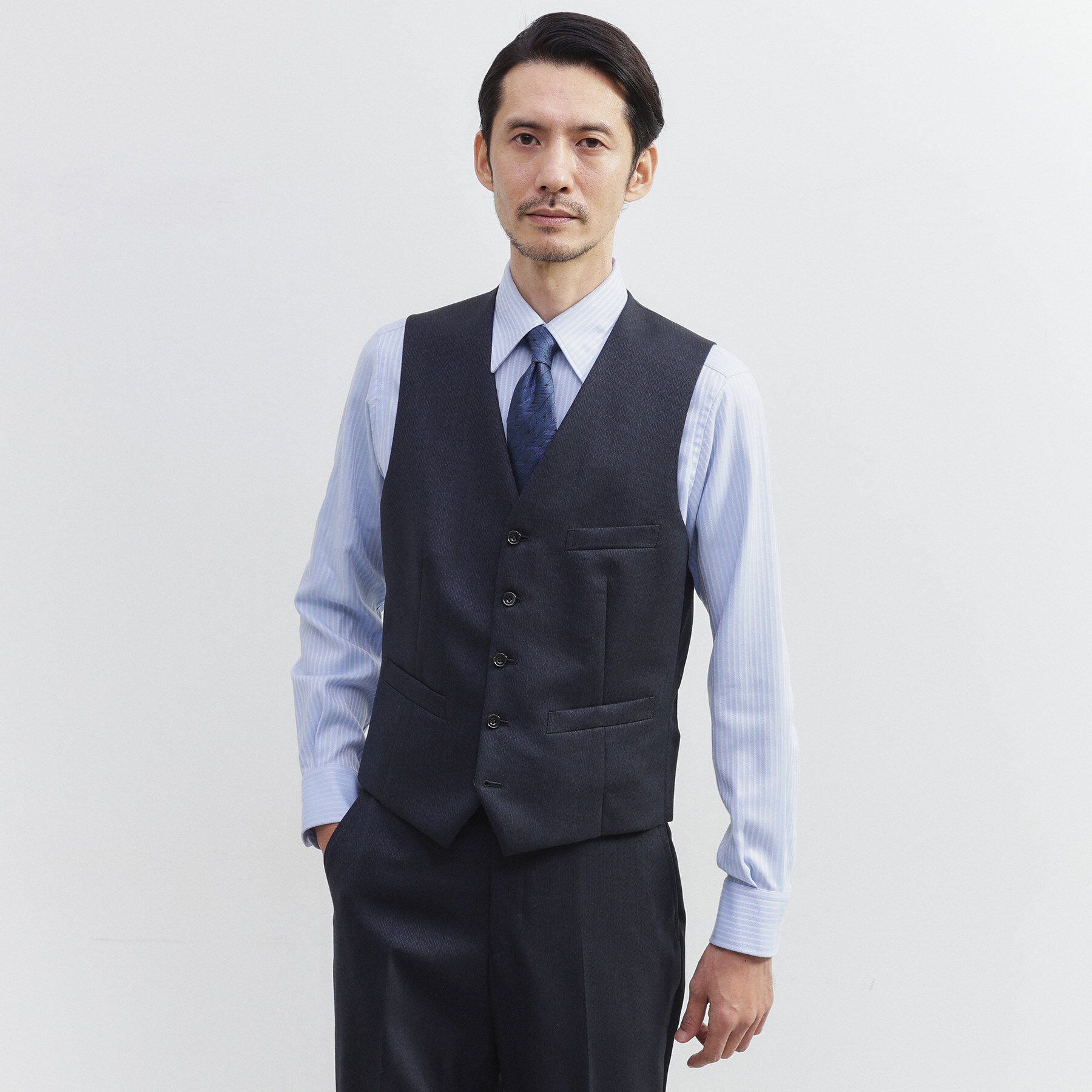 TAKEO KIKUCHI「【Made in JAPAN】矢絣（やがすり）ベスト／ スリーピース対応」|スーツ|ブルー(893)