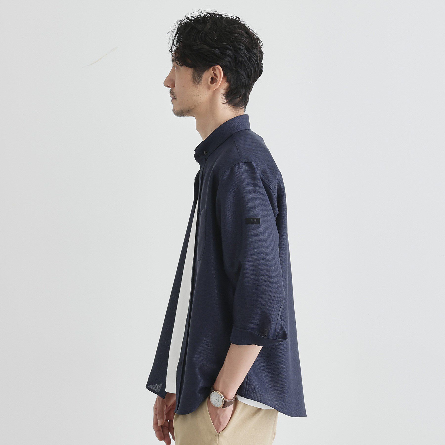 TAKEO KIKUCHI「【Sサイズ～】カラミ織り 7分袖シャツ」|シャツ・ブラウス|