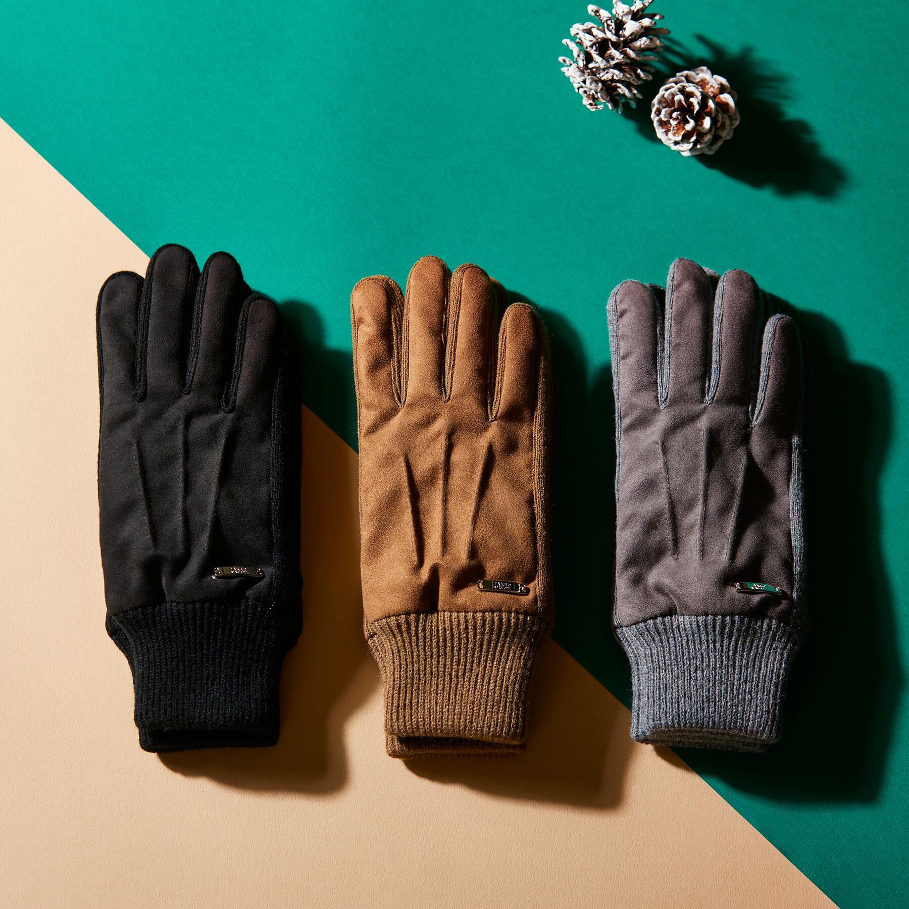 TAKEO KIKUCHI「スエード調ニットコンビ ウォッシャブルグローブ」|手袋|