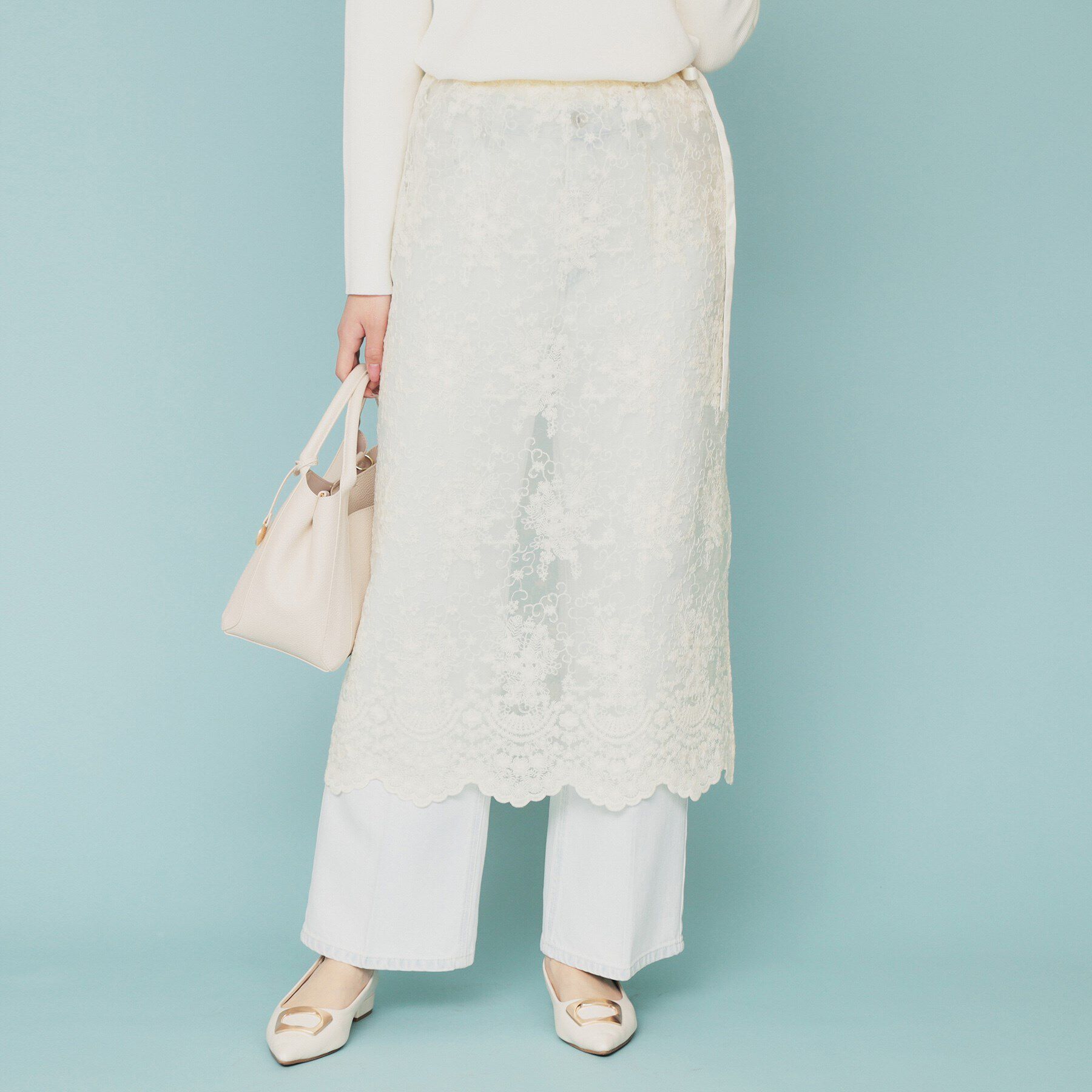 index「シアーフラワー刺繍ラップ風スカート【洗濯機洗い可】」|スカート|