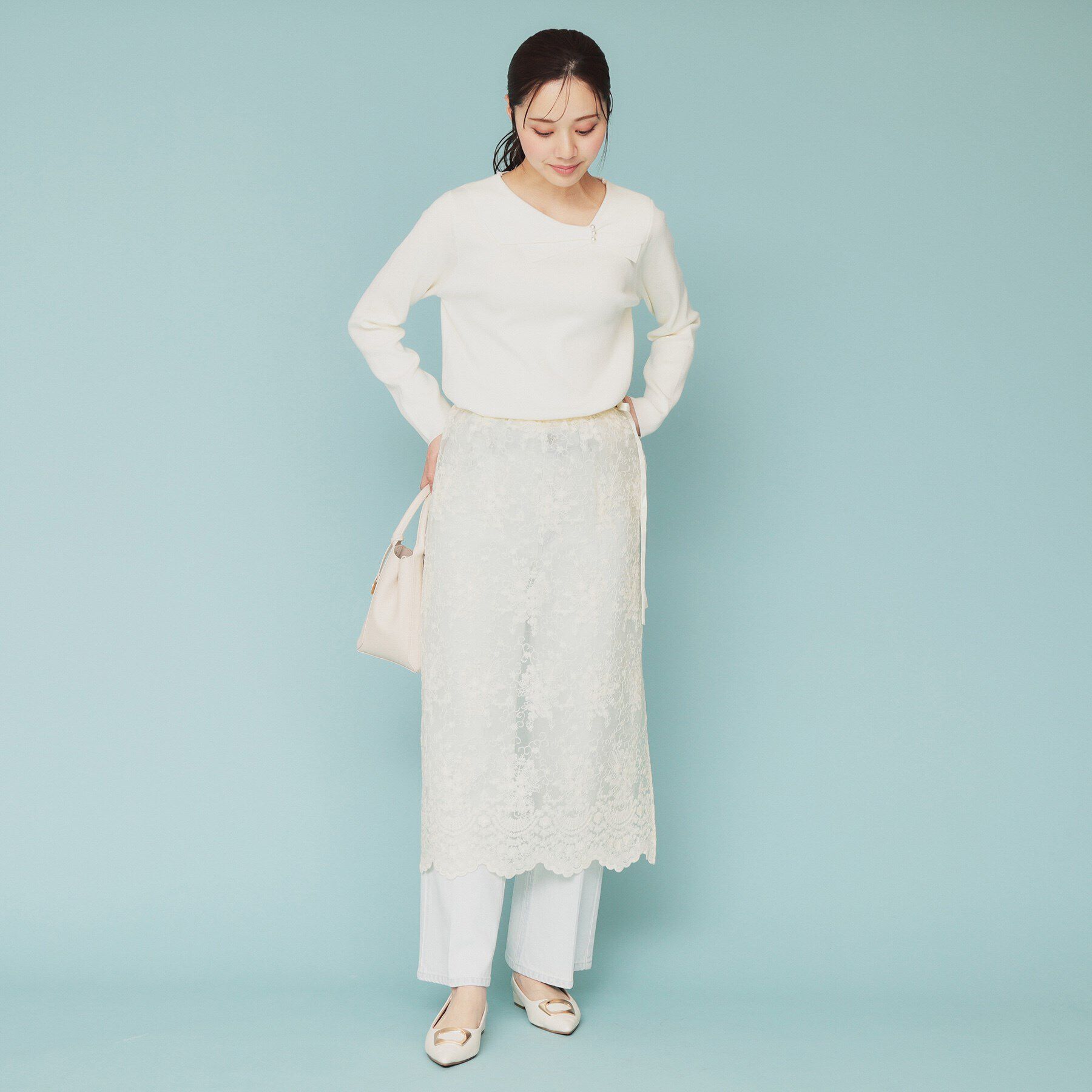 index「シアーフラワー刺繍ラップ風スカート【洗濯機洗い可】」|スカート|