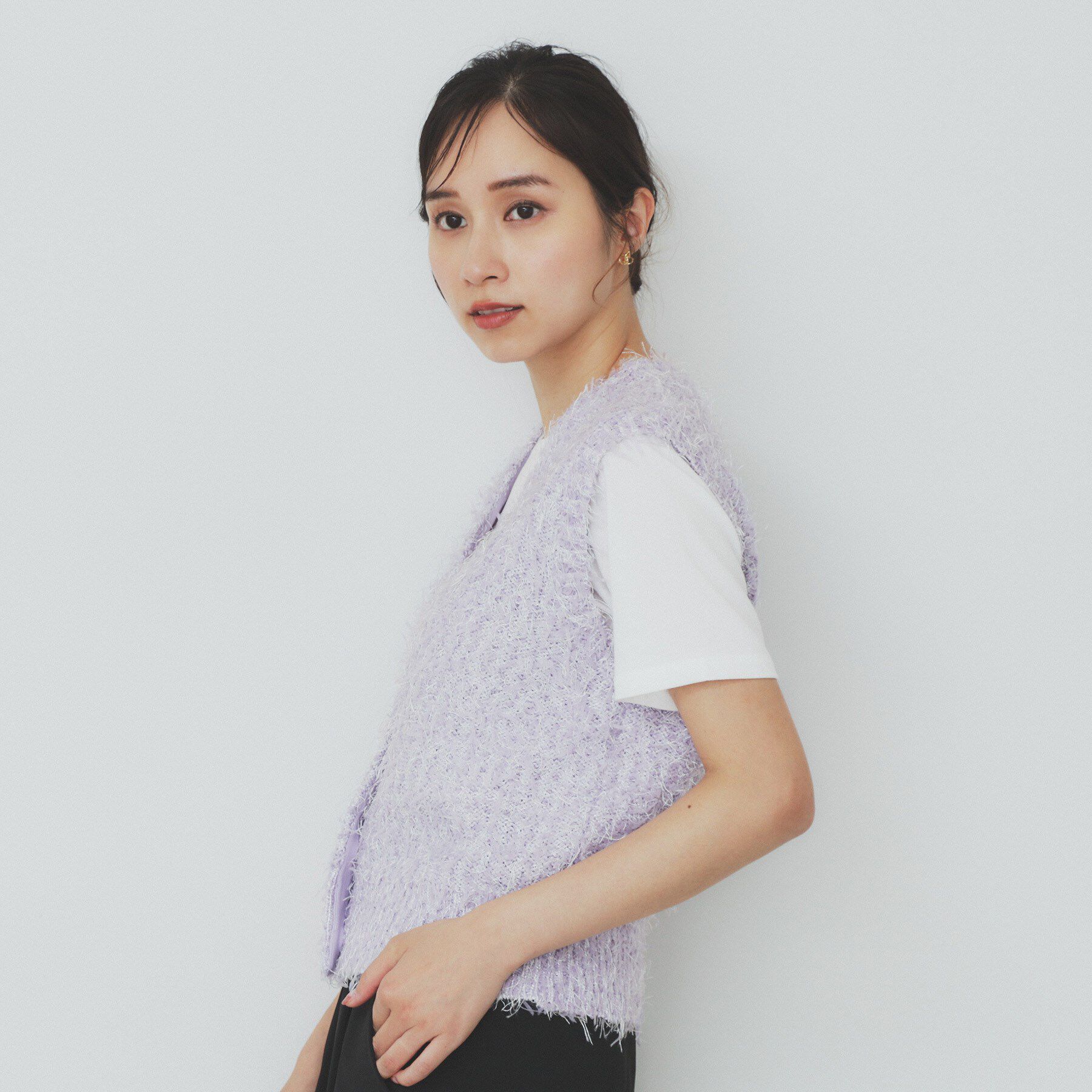 index「《Can Cam掲載》フリンジシャギーコンパクトベスト【洗濯機洗い可】」|ベスト・ジレ|