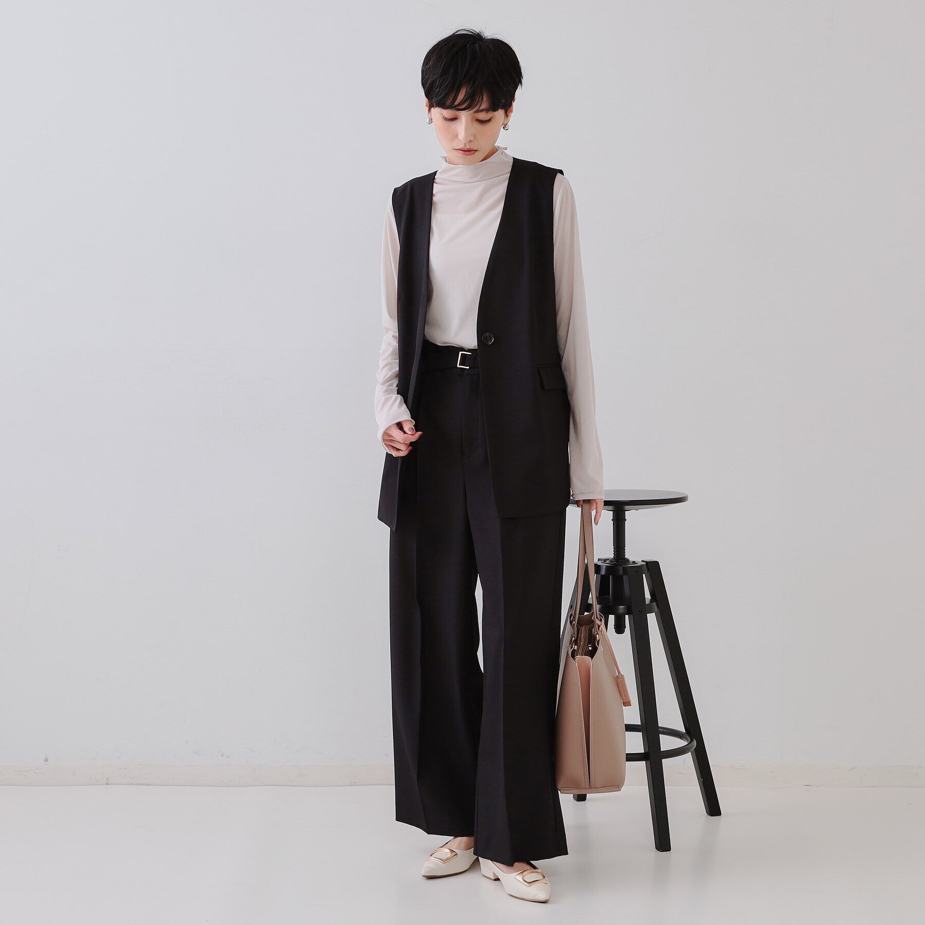 OPAQUE.CLIP「ベルト付きタックワイドパンツ/セットアップ対応【洗濯機洗い可】」|その他|