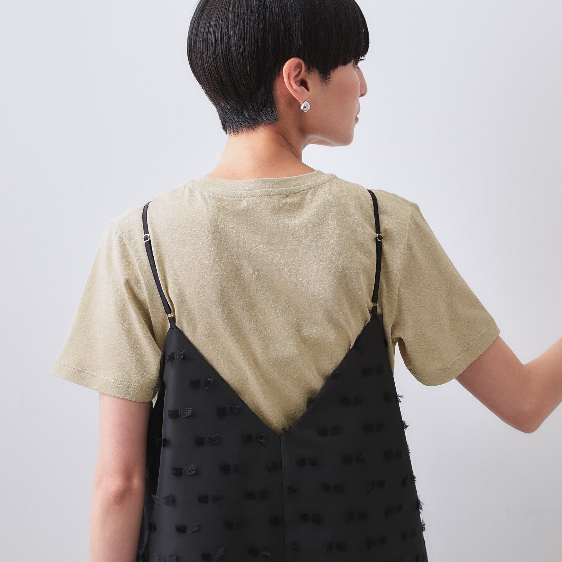 OPAQUE.CLIP「ラメベーシックTシャツ【洗濯機洗い可】」|Tシャツ・カットソー|