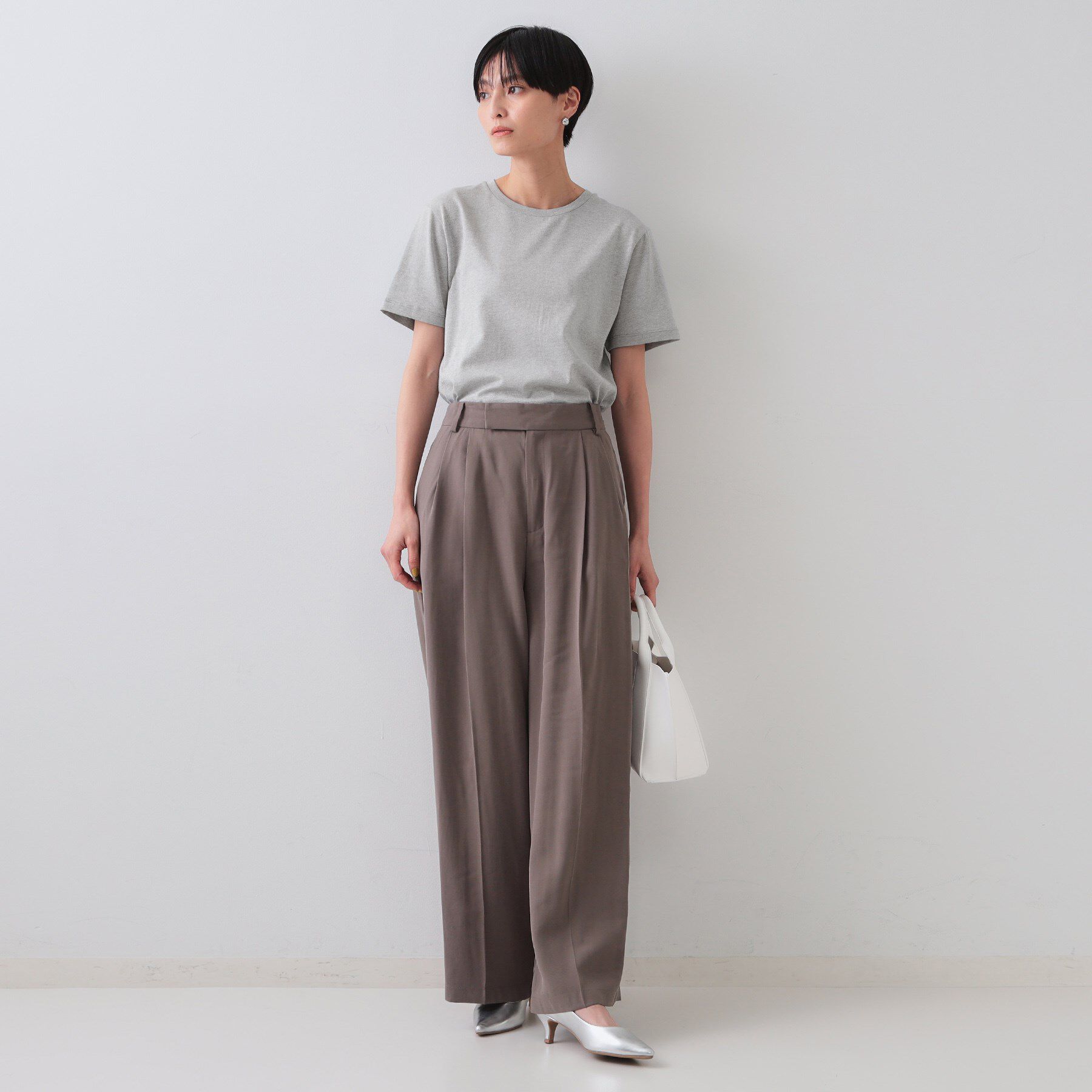 OPAQUE.CLIP「ラメベーシックTシャツ【洗濯機洗い可】」|Tシャツ・カットソー|