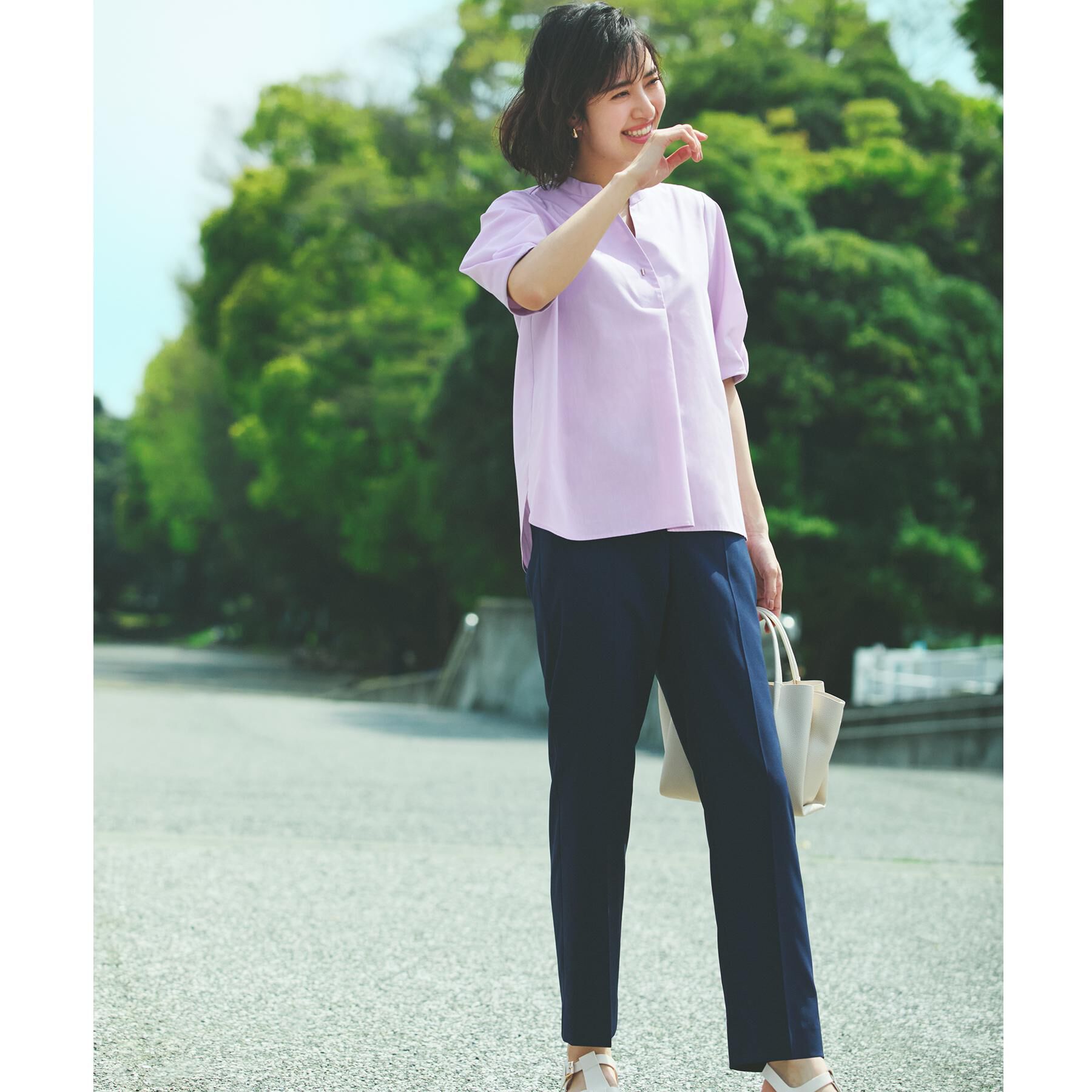 OPAQUE.CLIP「スキッパータックスリーブブラウス【洗濯機洗い可】」|シャツ・ブラウス|