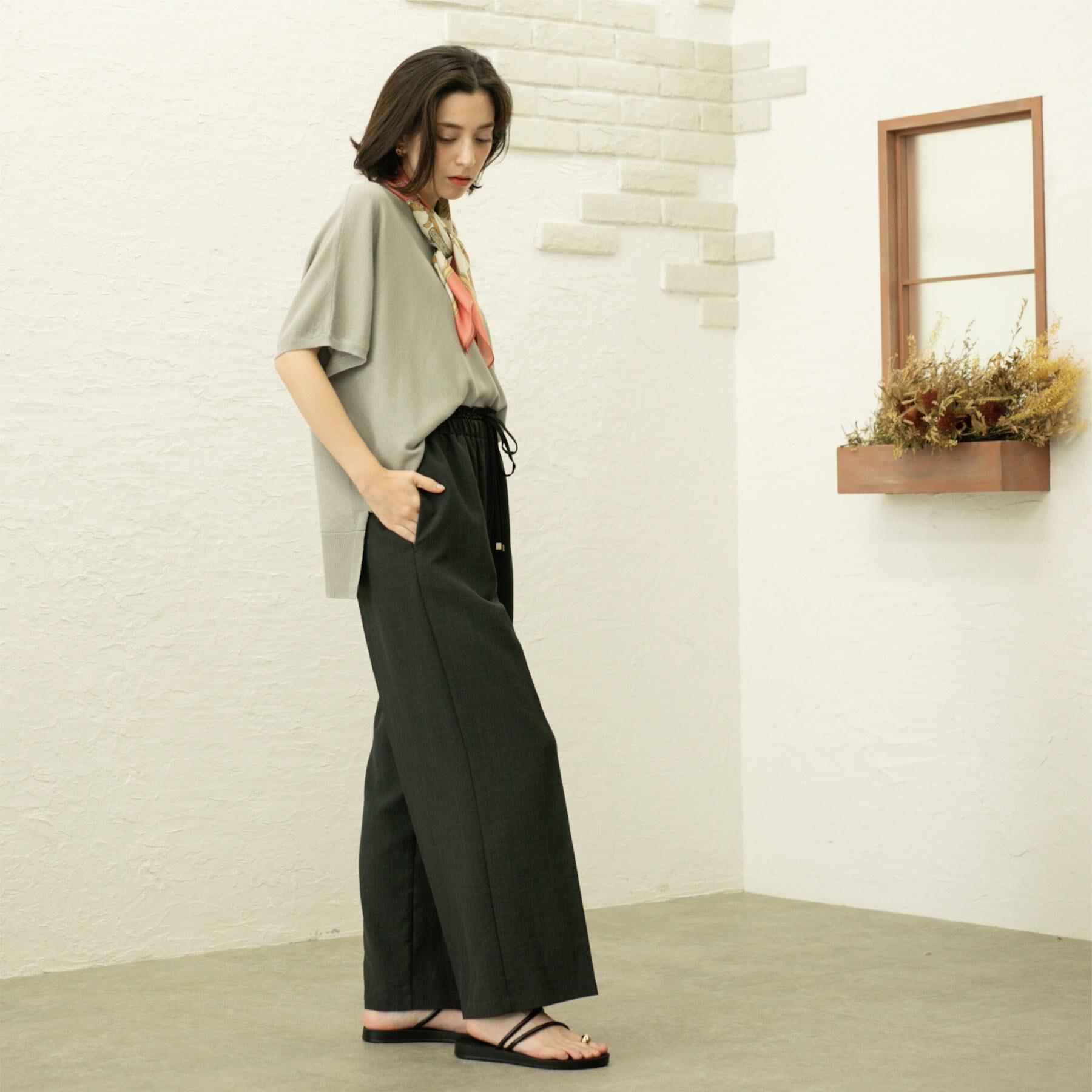 OPAQUE.CLIP「ウエストサテン使いイージーワイドパンツ【洗濯機洗い可】」|その他|