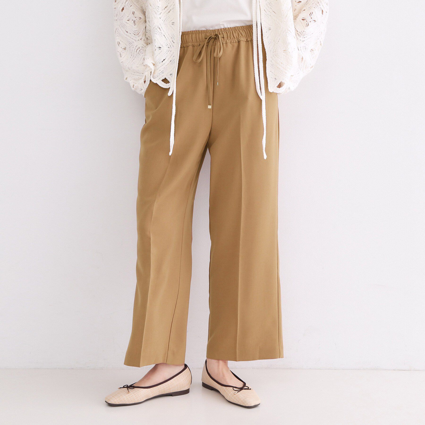 OPAQUE.CLIP「美脚イージーワイドパンツ【防シワ/洗濯機洗い可/抗ピル/ストレッチ】《丈が選べる/SS-LLサイズ/」|その他|キャメルブラウン(0