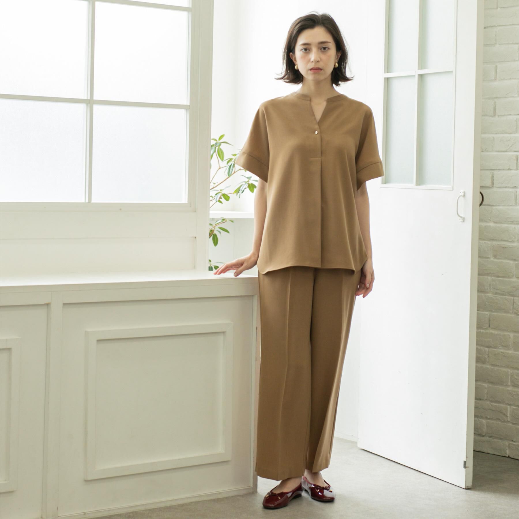 OPAQUE.CLIP「スキッパーブラウス【防シワ/ストレッチ/洗濯機OK】《5色展開/SS-LLサイズ/セットアップ対応》」|シャツ・ブラウス|