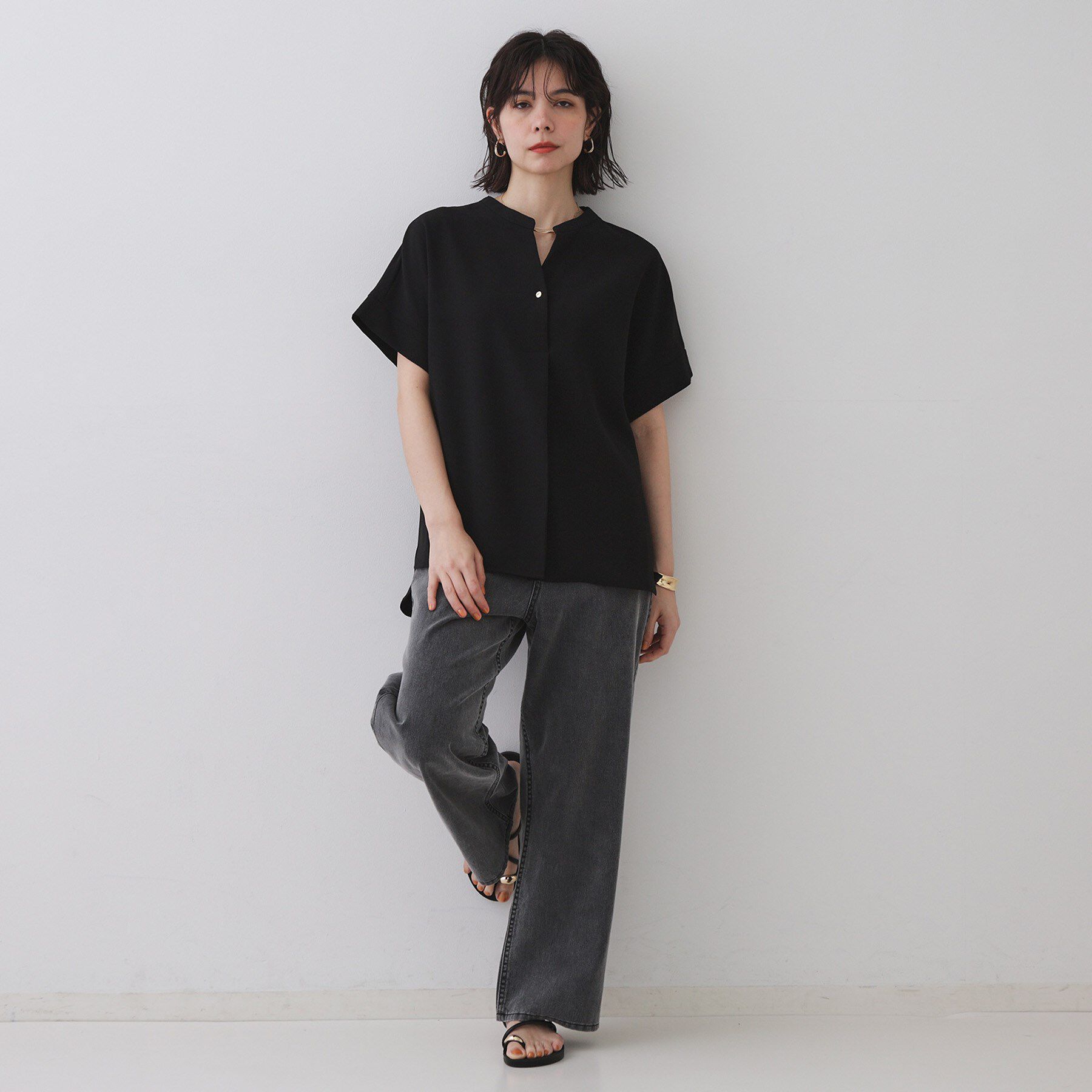 OPAQUE.CLIP「スキッパーブラウス【防シワ/ストレッチ/洗濯機OK】《5色展開/SS-LLサイズ/セットアップ対応》」|シャツ・ブラウス|