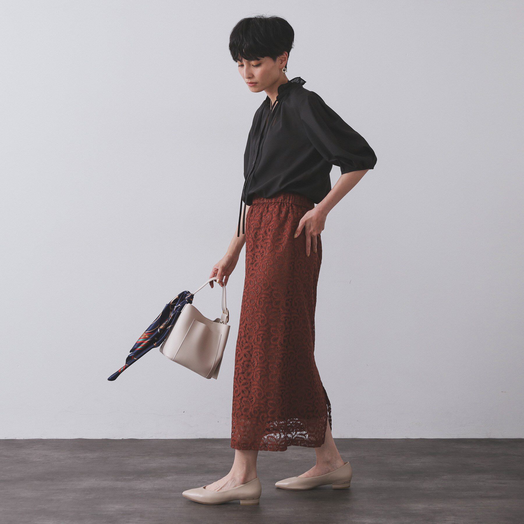 OPAQUE.CLIP「シアーフリルネックブラウス【洗濯機洗い可】」|シャツ・ブラウス|