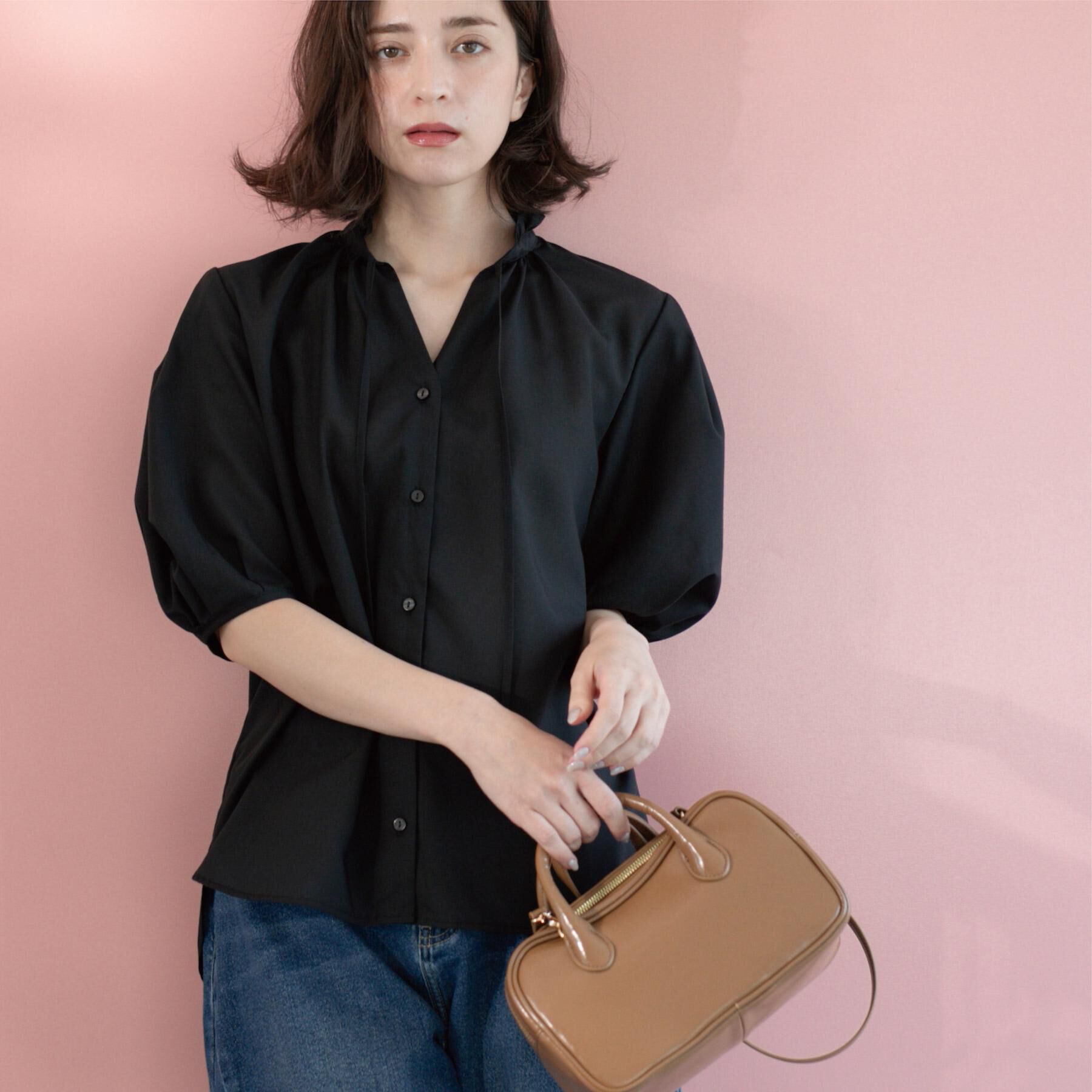 OPAQUE.CLIP「シアーフリルネックブラウス【洗濯機洗い可】」|シャツ・ブラウス|