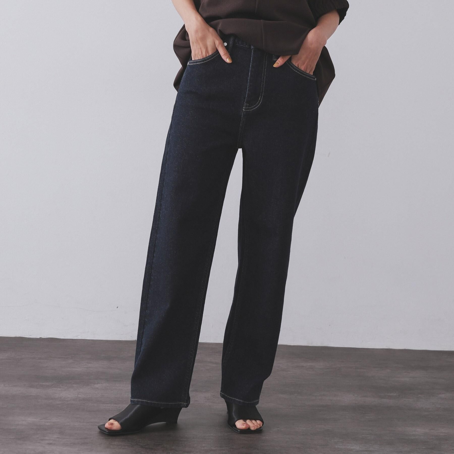 OPAQUE.CLIP「ストレッチストレートデニム【洗濯機洗い可】」|デニム|