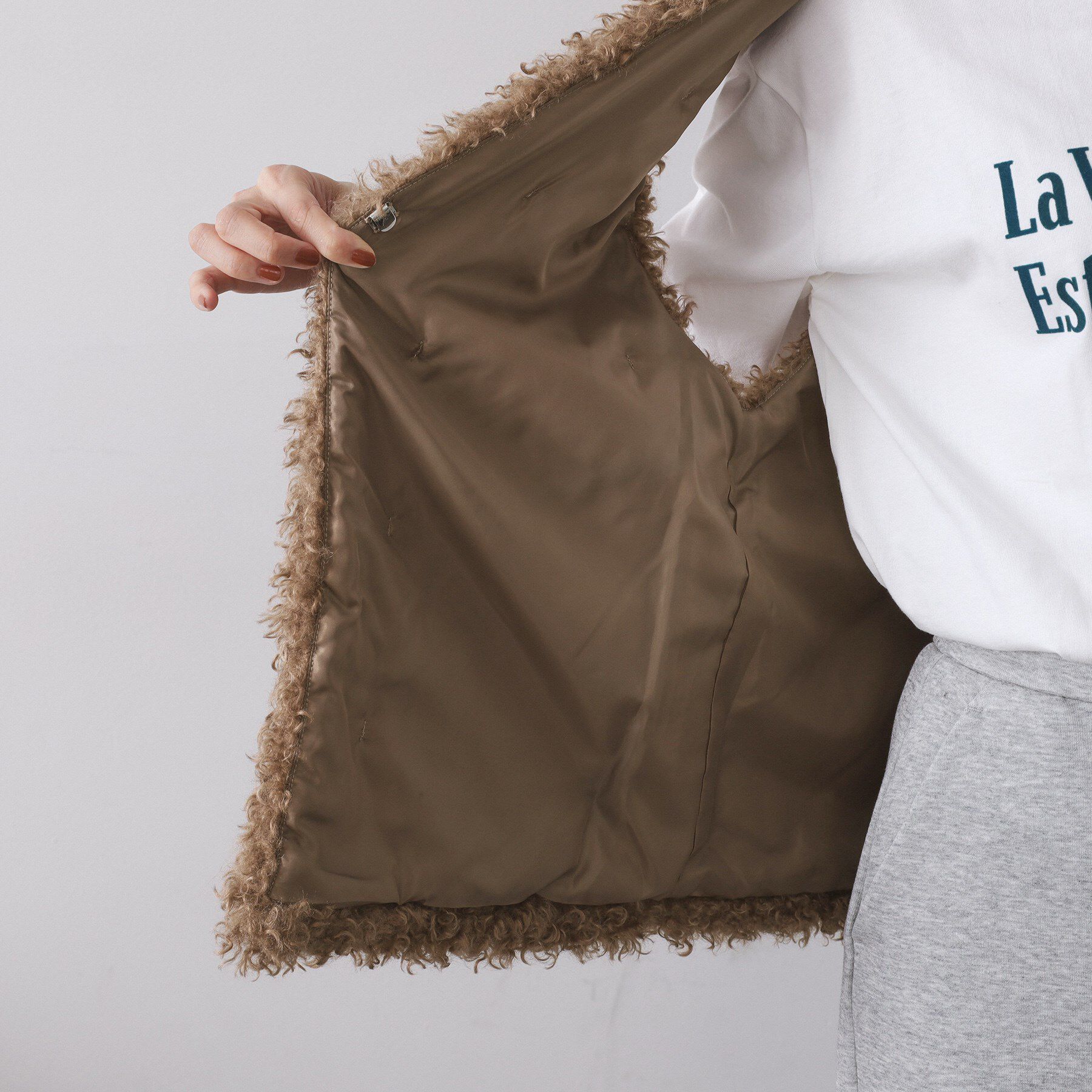 OPAQUE.CLIP「カーリーフェイクファーベスト【洗濯機OK】」|ベスト・ジレ|