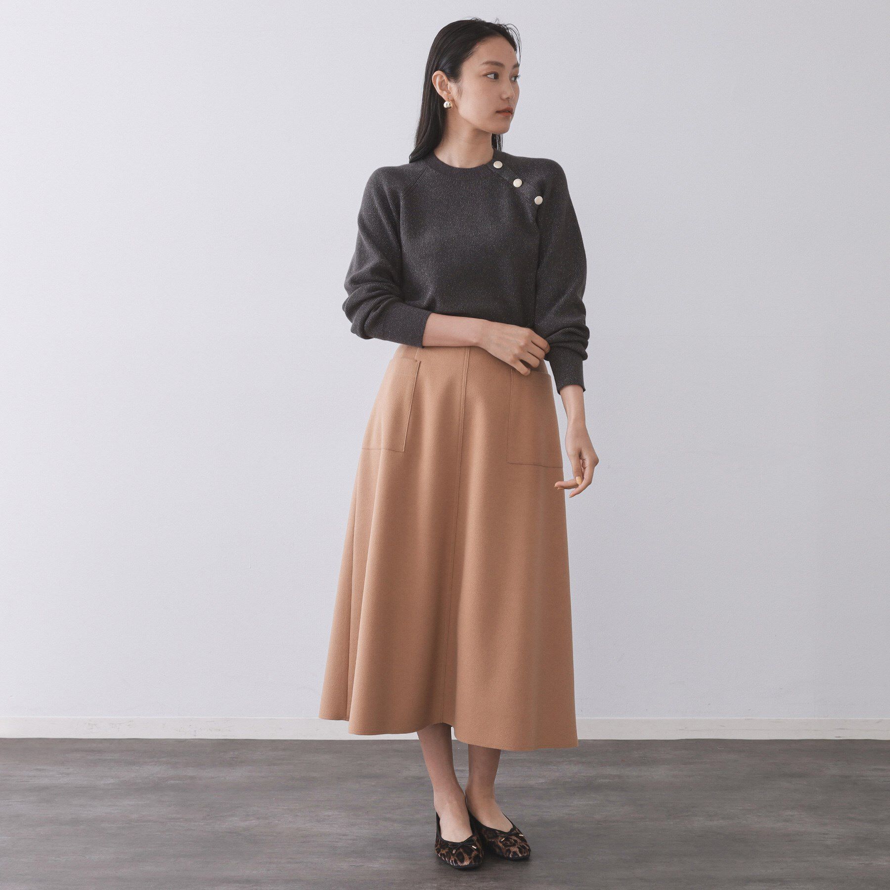 OPAQUE.CLIP「ボタンデザインラメニット【洗濯機OK】」|ニット・セーター|