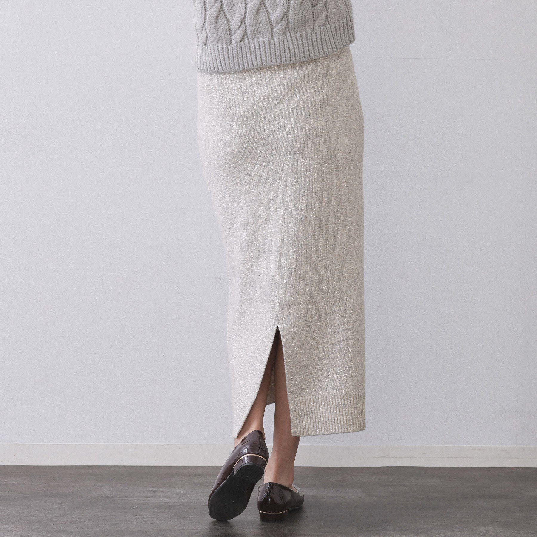 OPAQUE.CLIP「ラメスパンコールナロースカート/セットアップ対応可【洗濯機OK】」|スカート|