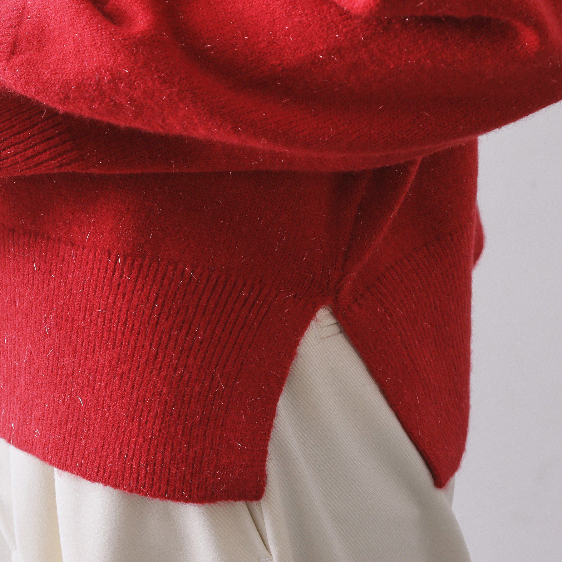 OPAQUE.CLIP「きらきらクルーミドルゲージニット【洗濯機OK】」|ニット・セーター|