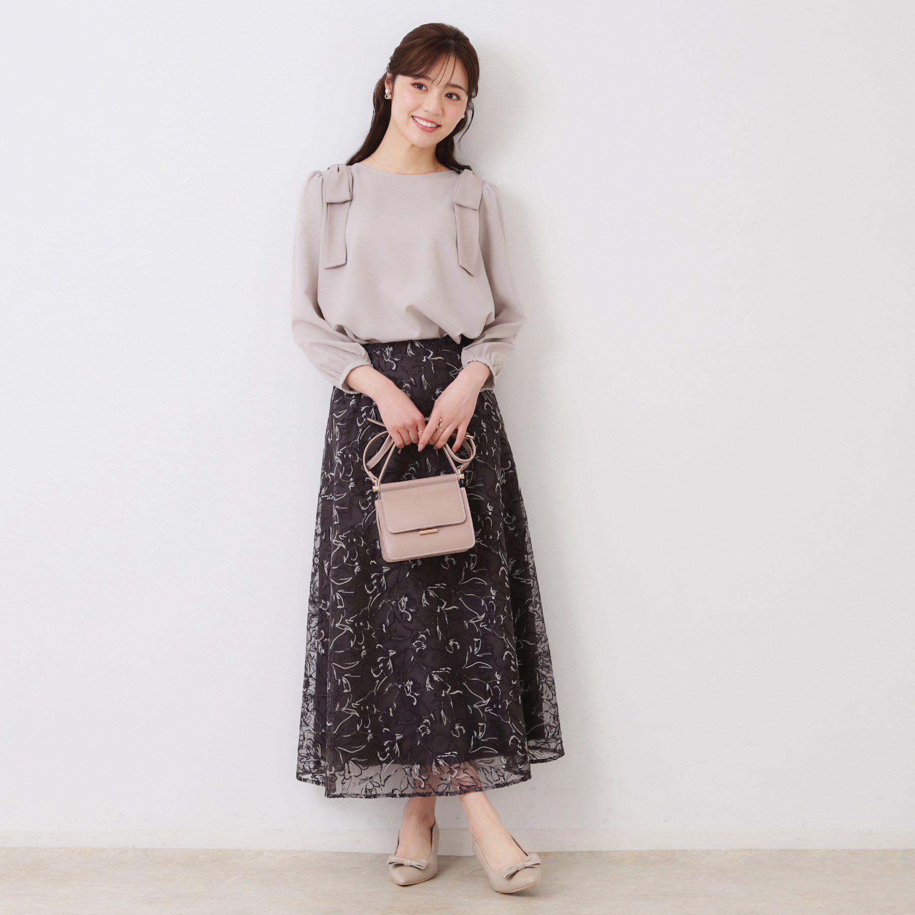 Couture broach「【フェミニン・通勤】肩リボンシフォンブラウス」|シャツ・ブラウス|