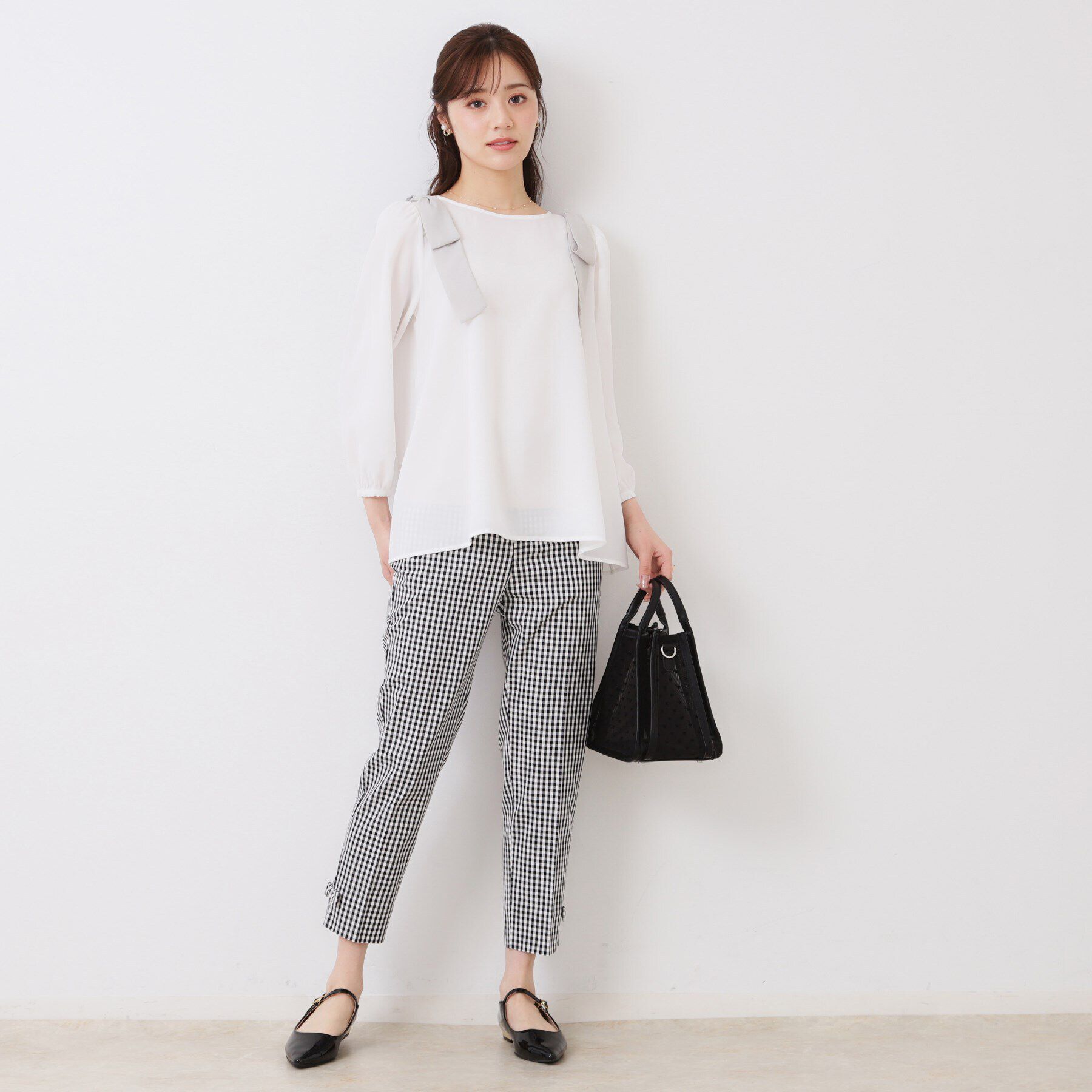 Couture broach「【フェミニン・通勤】肩リボンシフォンブラウス」|シャツ・ブラウス|