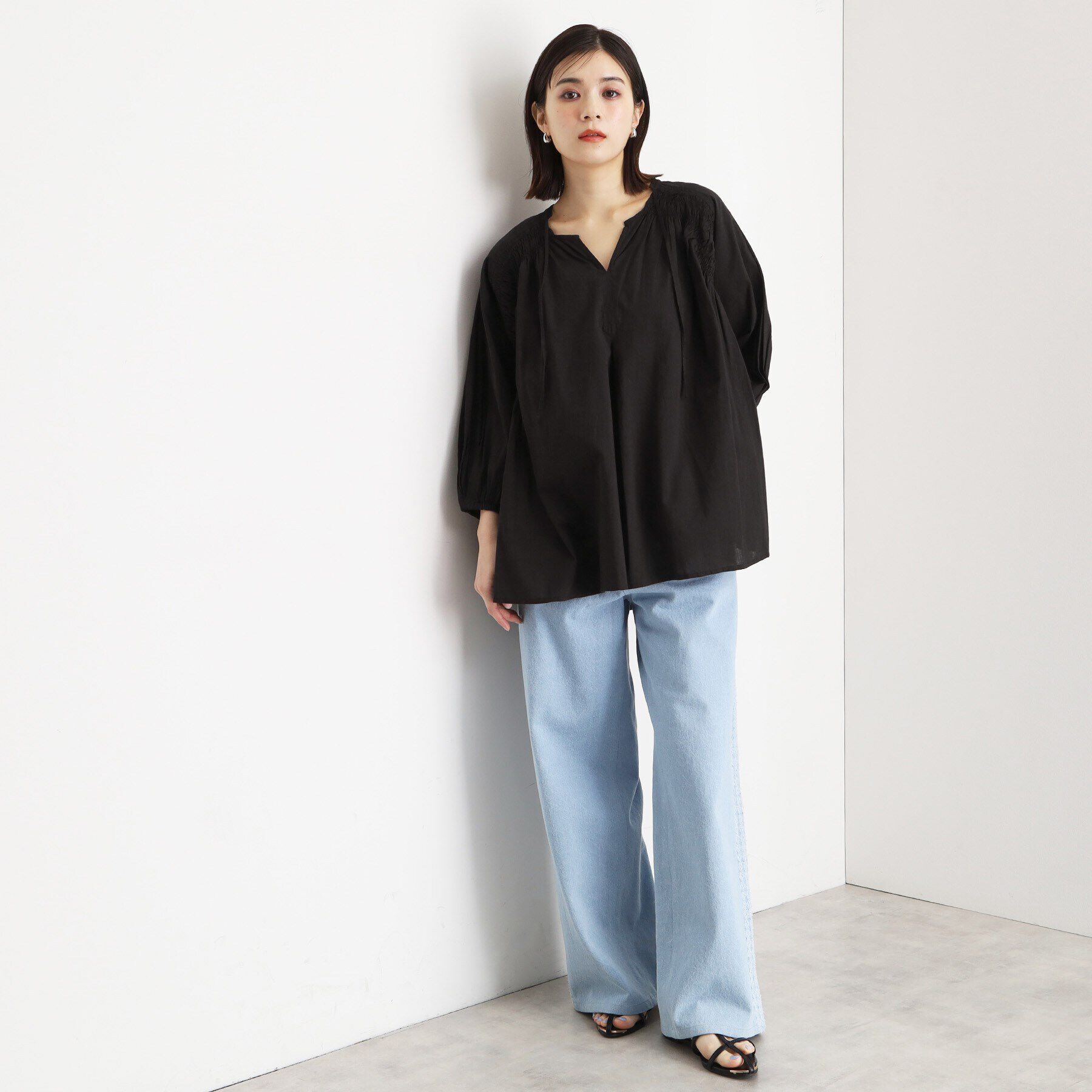 THE SHOP TK「コットンシャーリングブラウス【洗える】」|シャツ・ブラウス|