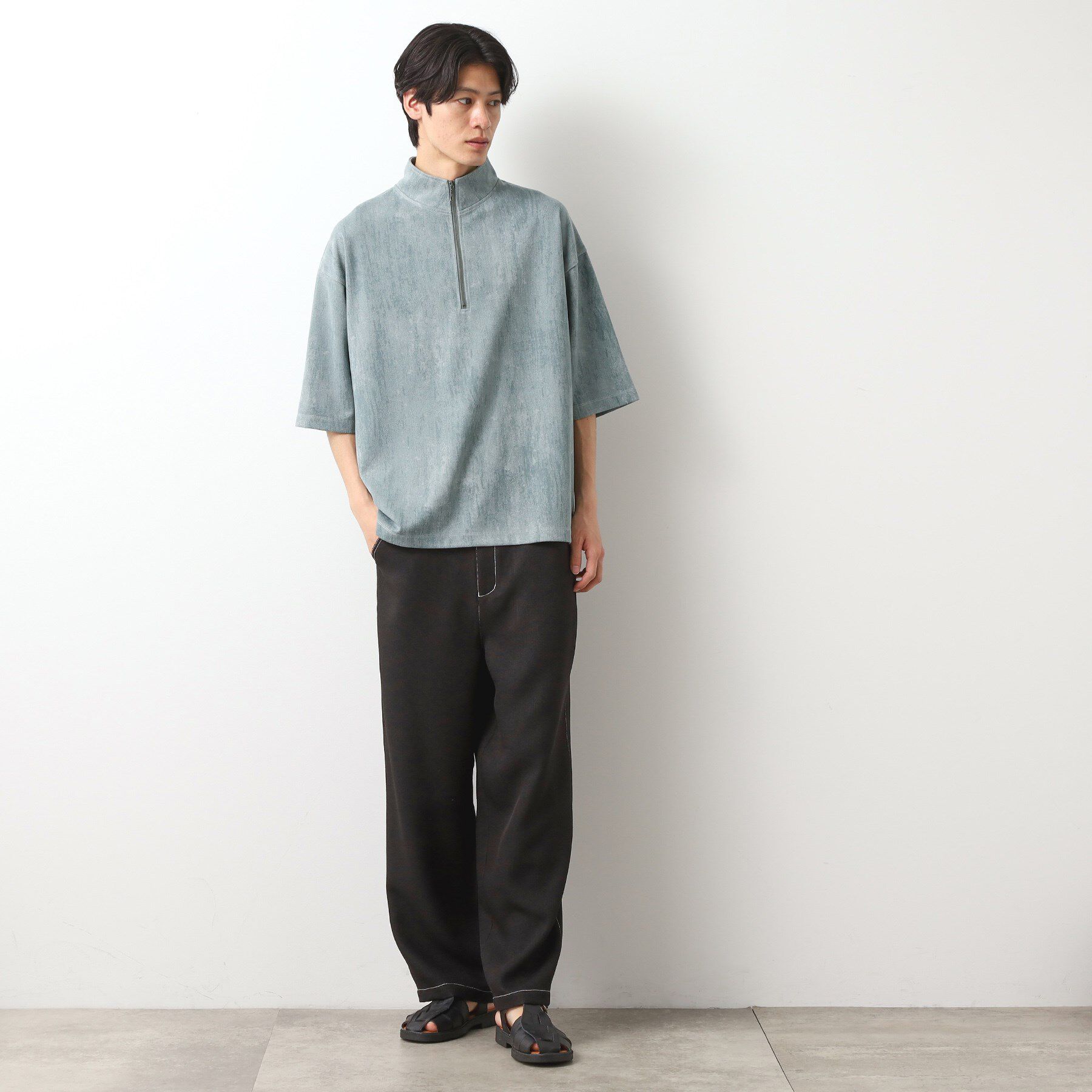 THE SHOP TK「スウェードプリントハーフジッププルオーバー　【オーバーサイズ/洗濯機OK】」|Tシャツ・カットソー|