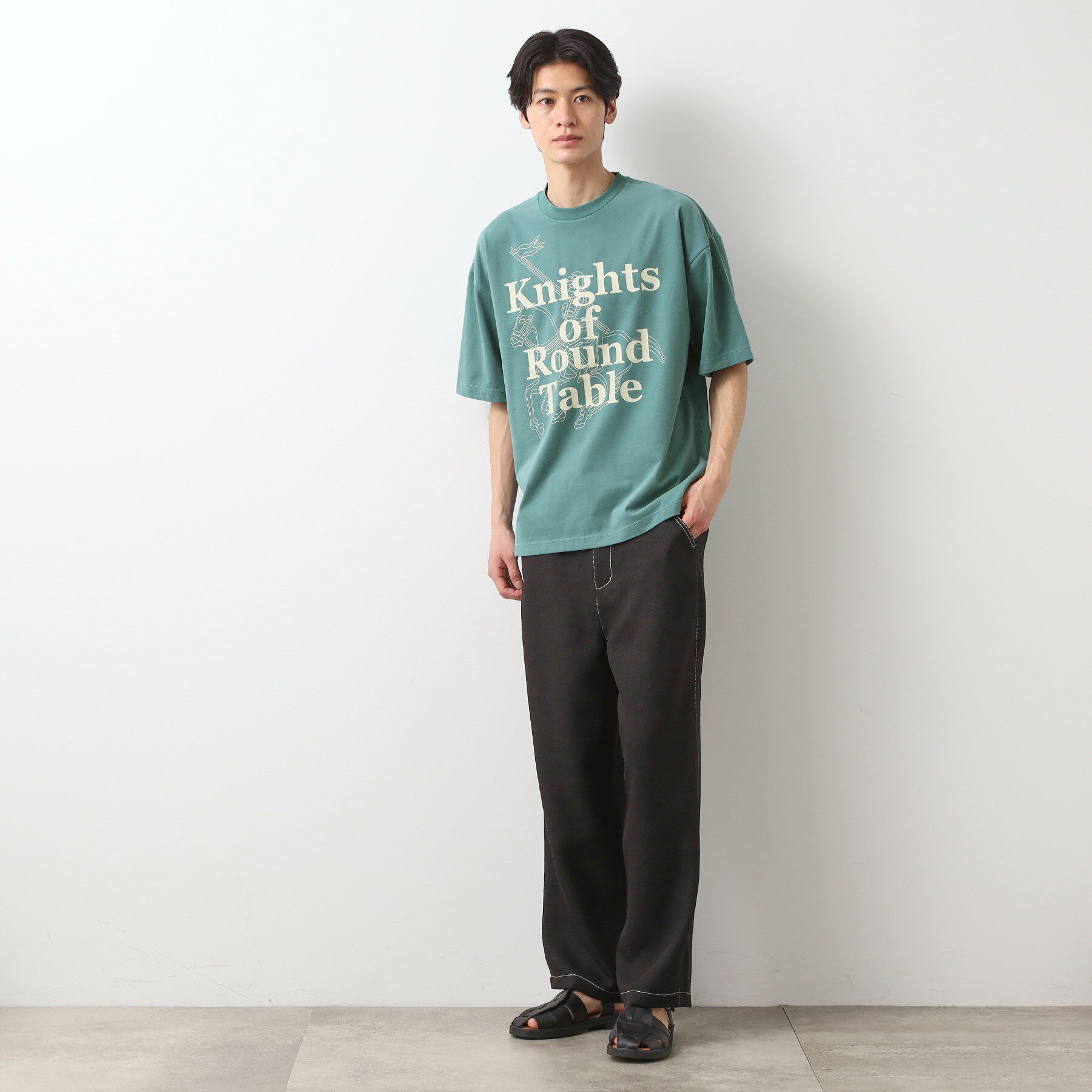 THE SHOP TK「スウェード半袖ロゴTシャツ　洗濯機OK」|Tシャツ・カットソー|