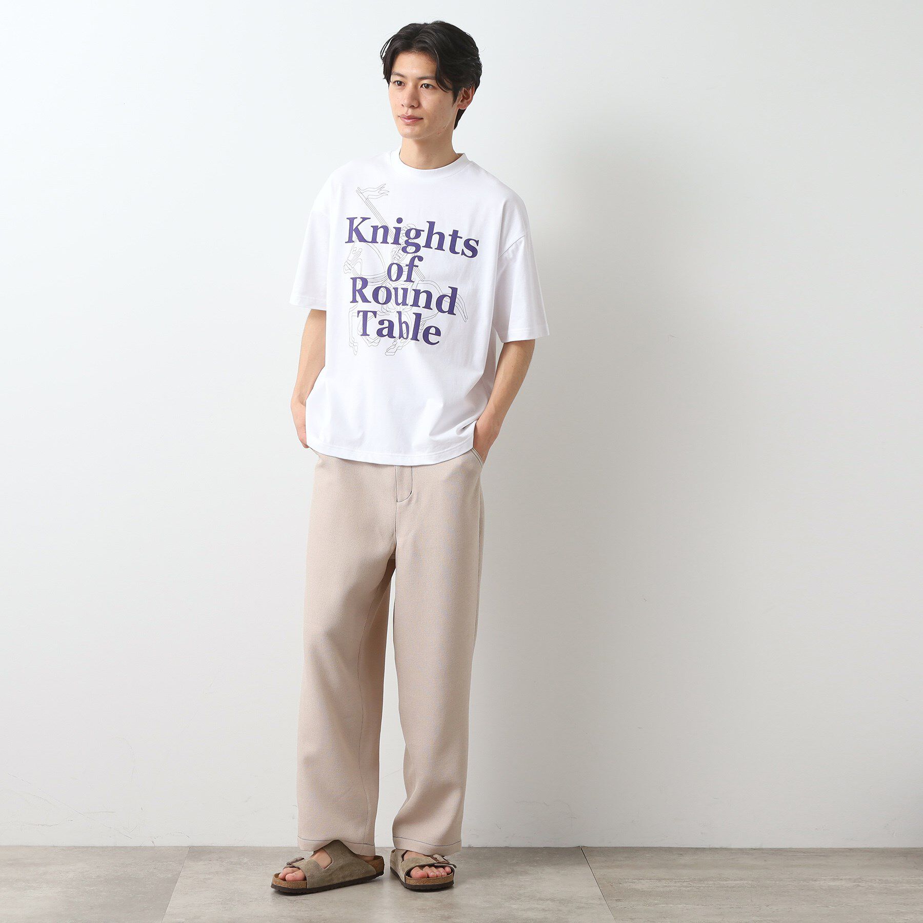 THE SHOP TK「スウェード半袖ロゴTシャツ　洗濯機OK」|Tシャツ・カットソー|