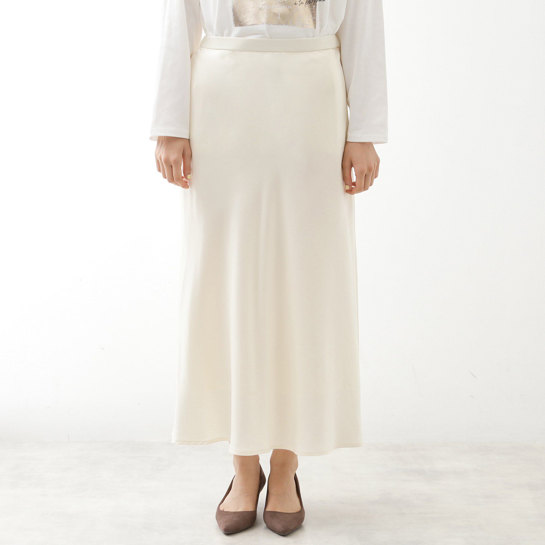 THE SHOP TK「サテンAラインスカート【洗える】」|スカート|