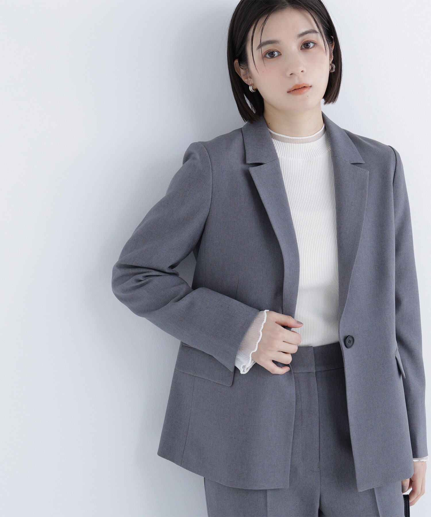  「メランジシャークスキン SETUP テーラードジャケット」|その他|ウォームグレ