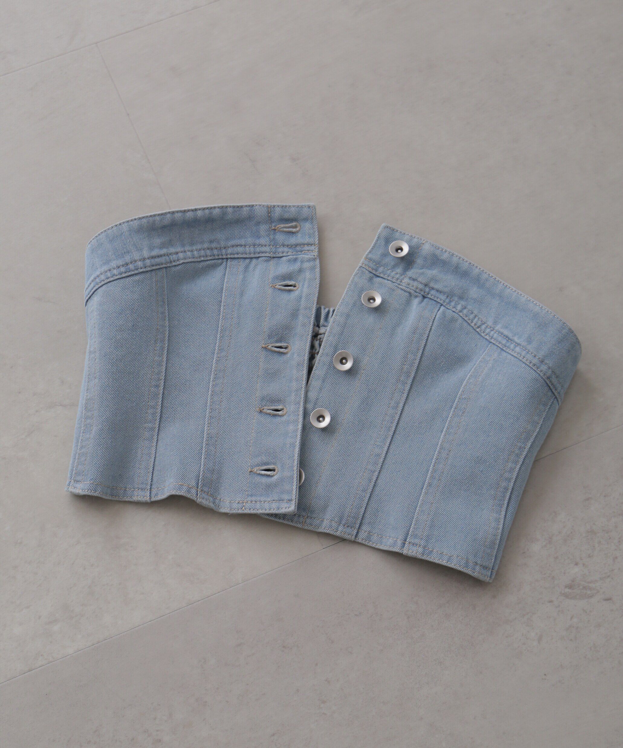  「フロントボタンデニムビスチェ」|シャツ・ブラウス|