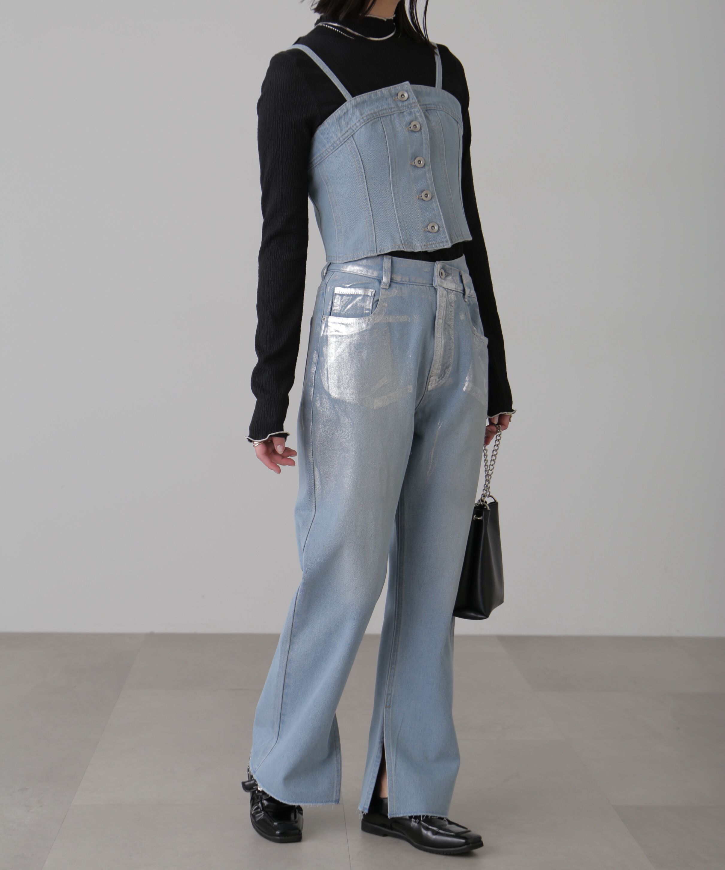  「フロントボタンデニムビスチェ」|シャツ・ブラウス|