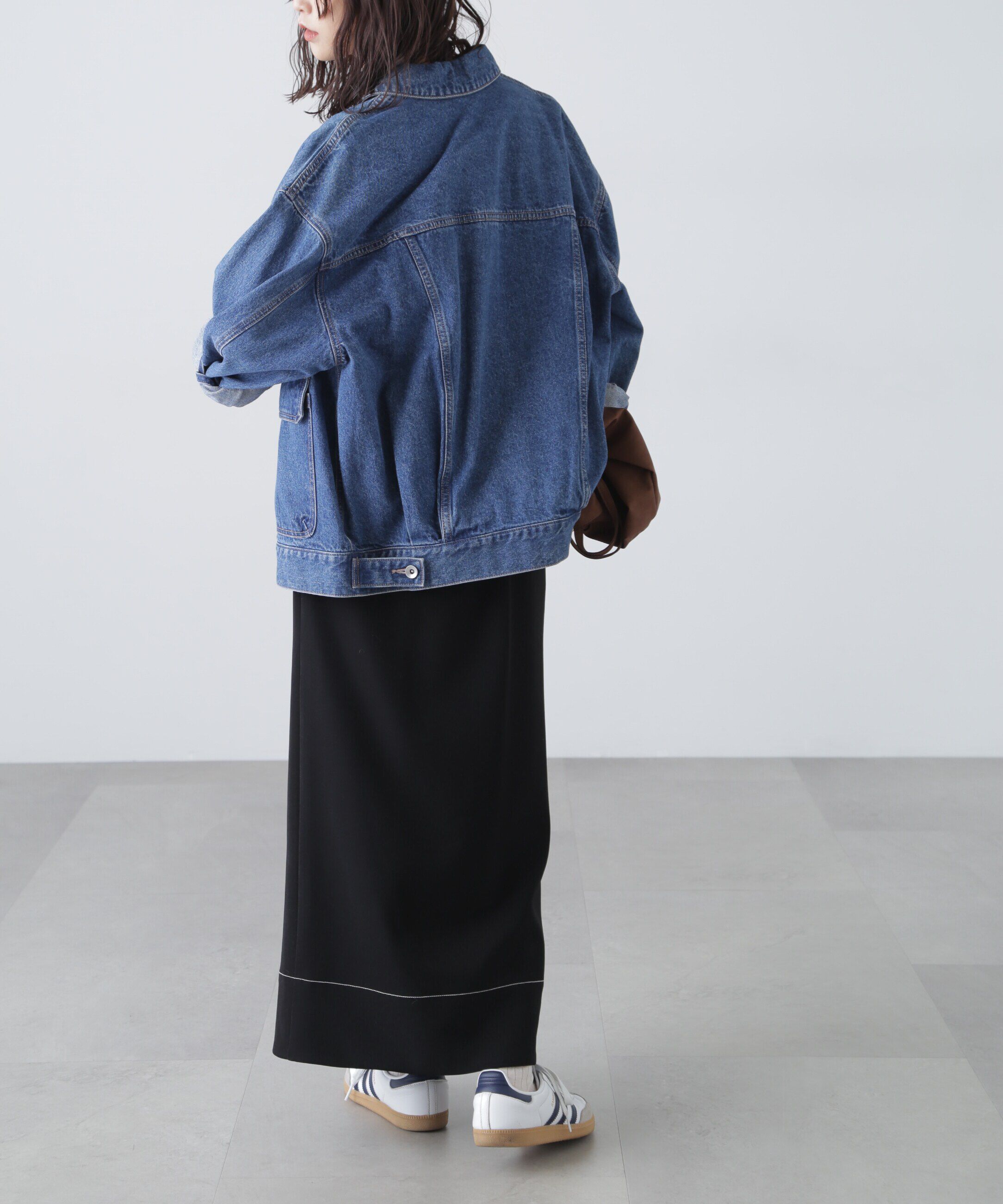  「配色ステッチハイウエストナロースカート」|スカート|